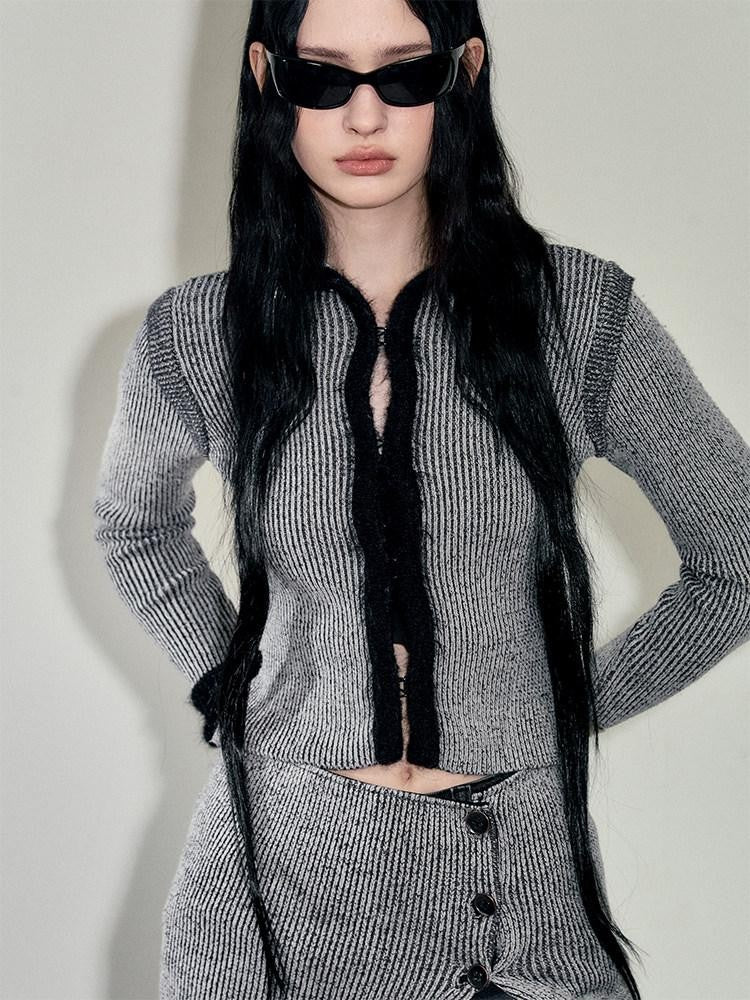 AnnoMundi Faux Mink Plush Knit Hook Closure Turn Down Collar Slim Fit Women&