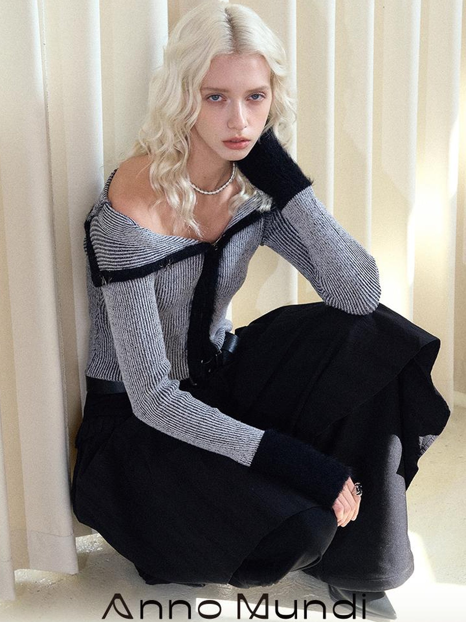AnnoMundi Faux Mink Trimmed Hook Front Knit Cardigan