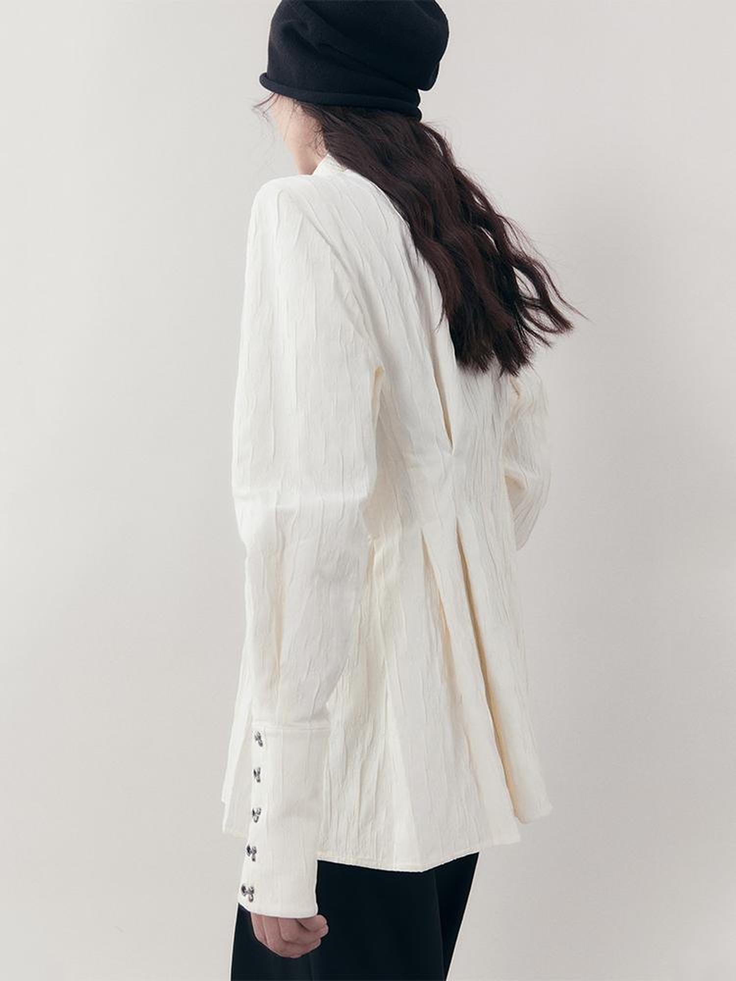 AnnoMundi Feast Time Embroidered Texture Shirt V-Neck T-Shirt Long-Sleeve