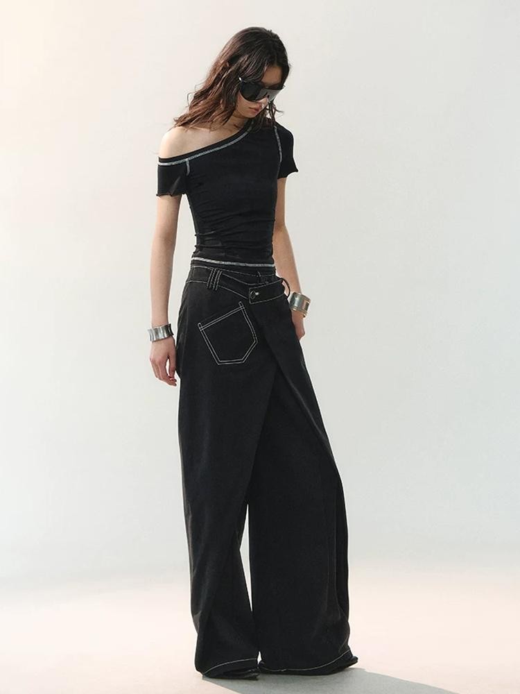 AnnoMundi Floor Length Deconstructed Overlap Placket Washed Women&