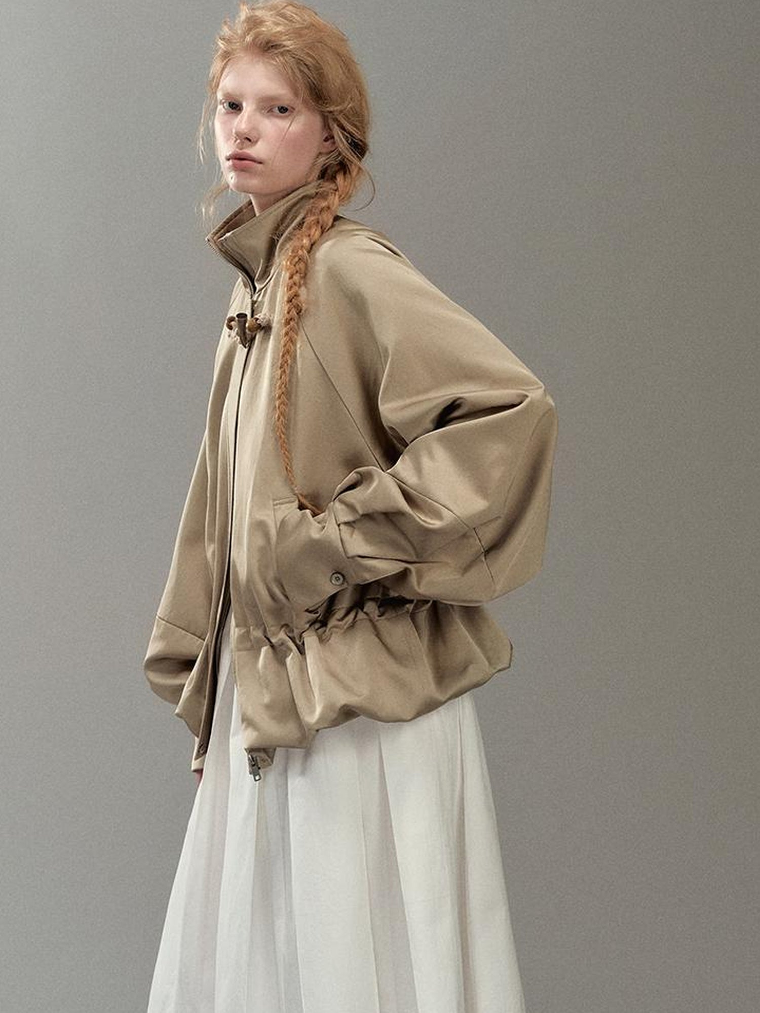 AnnoMundi Floral Bud Sleeve Short Trench Coat