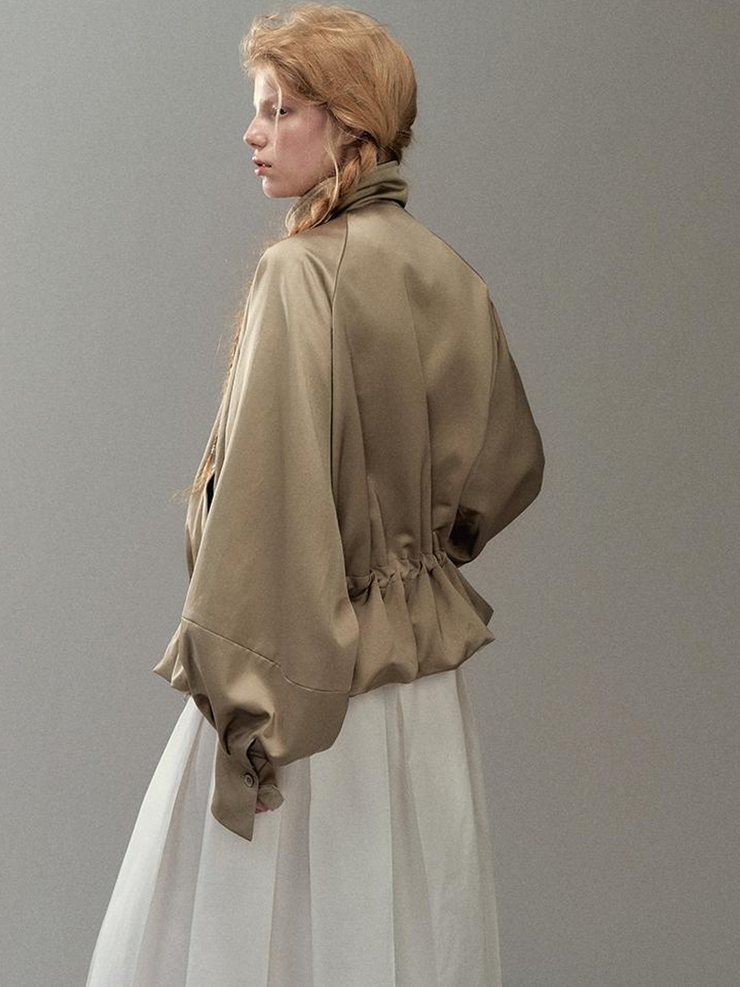 AnnoMundi Floral Bud Sleeve Short Trench Coat