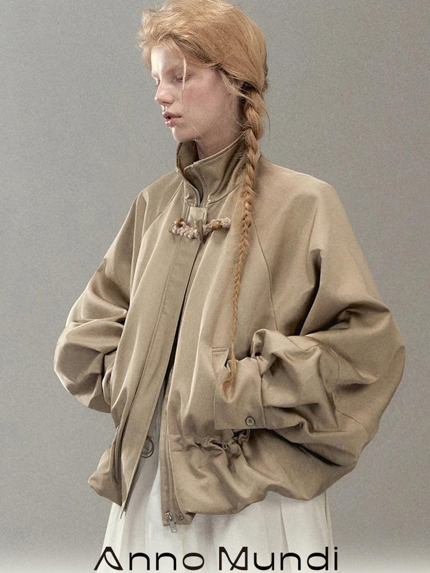 AnnoMundi Floral Bud Sleeve Short Trench Coat