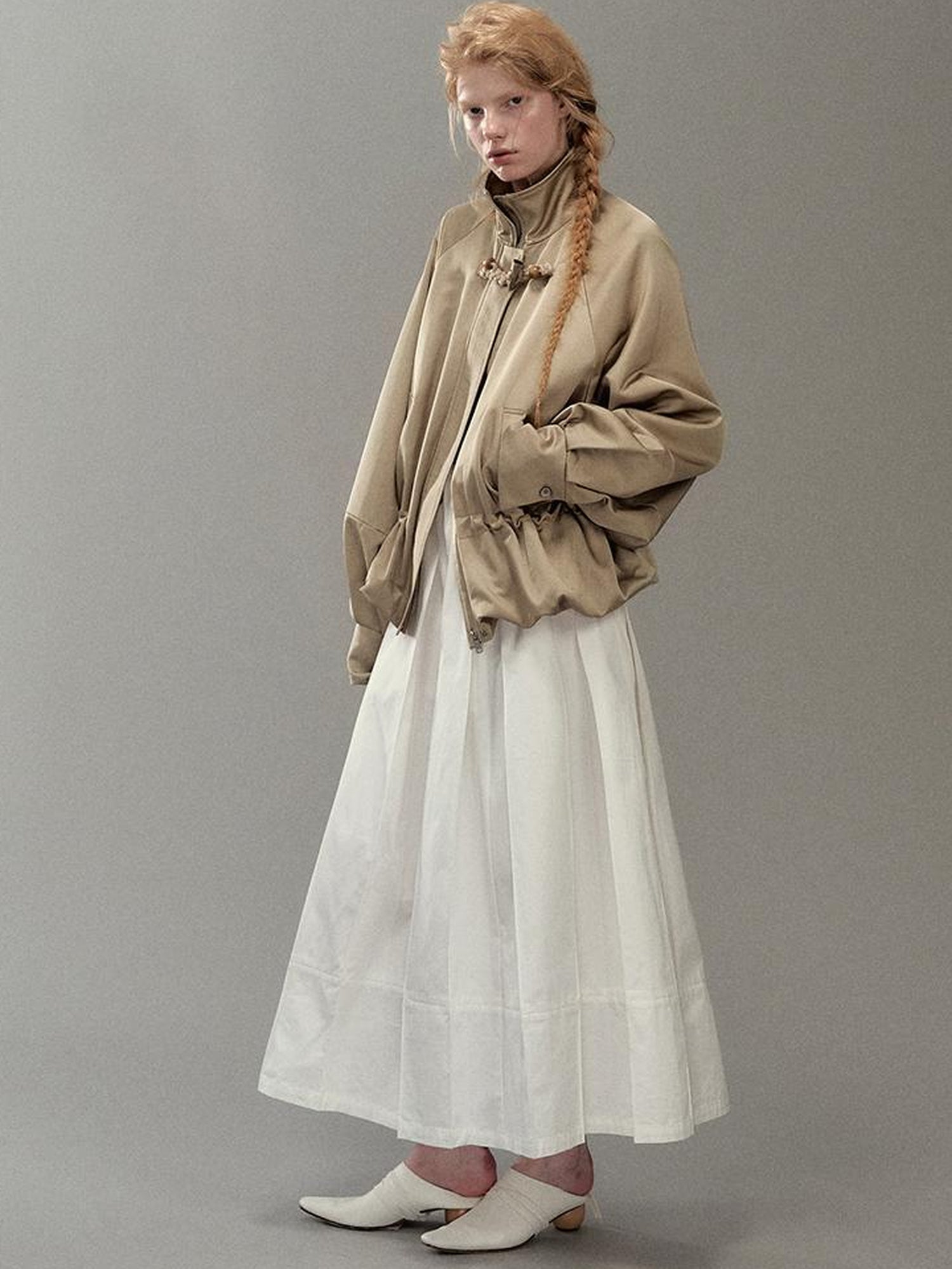 AnnoMundi Floral Bud Sleeve Short Trench Coat