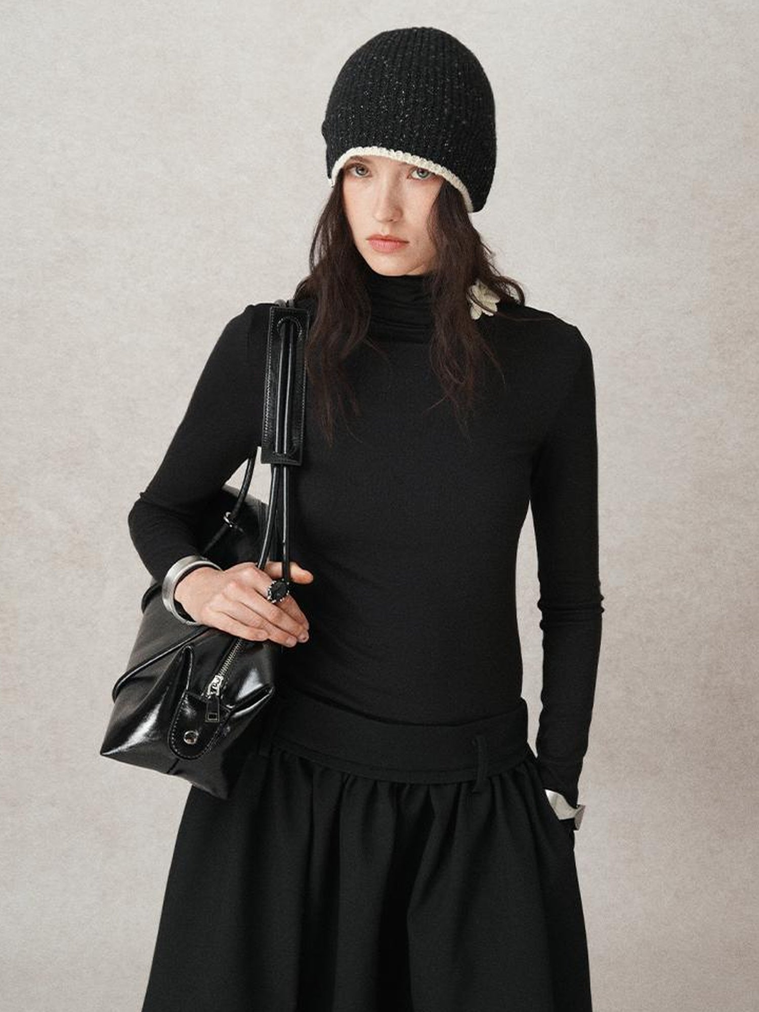 AnnoMundi Floral Embroidered Wool Knit Turtleneck Top