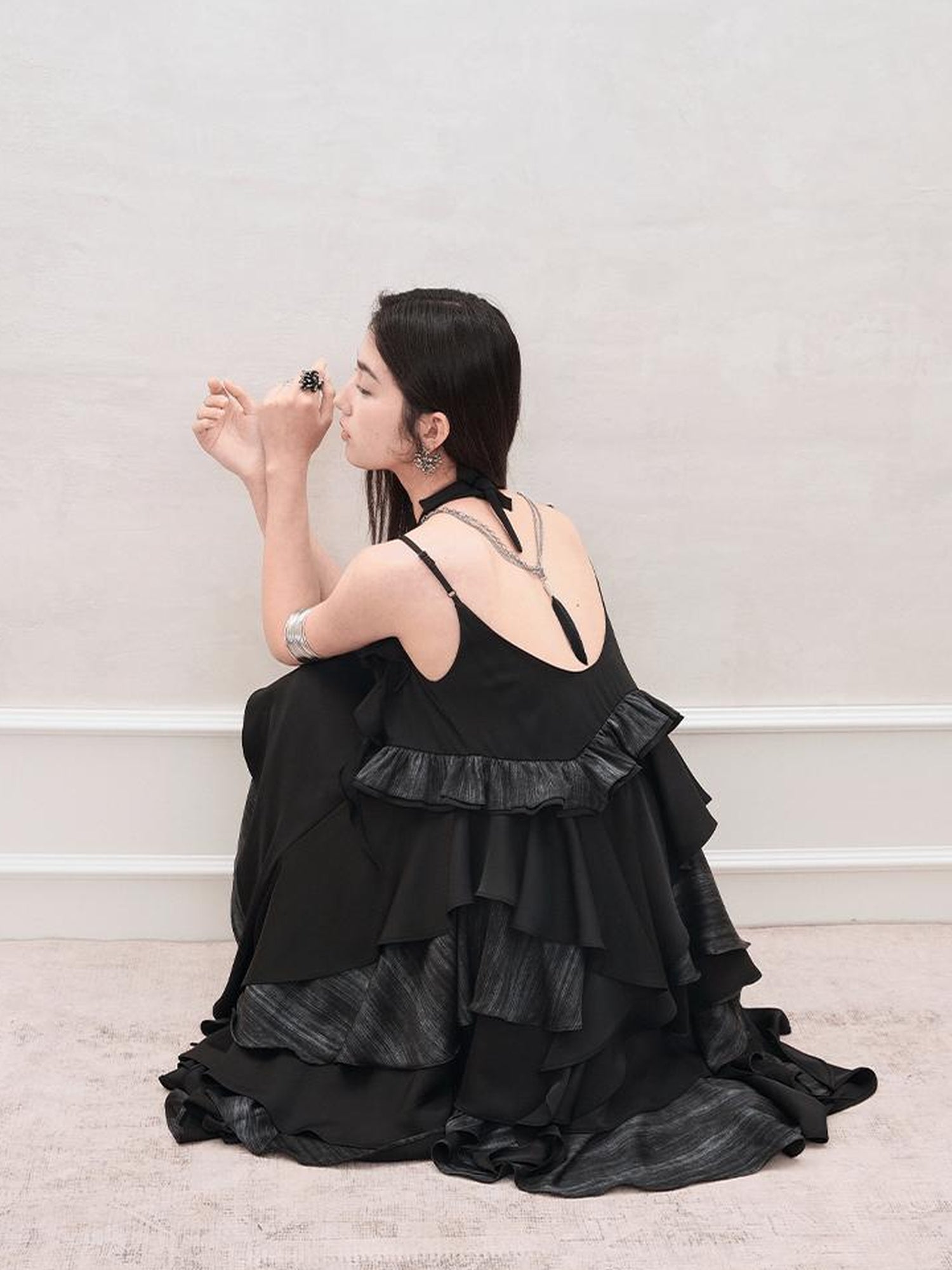AnnoMundi Floral Lace Up Vacation French A Line Slip Dress