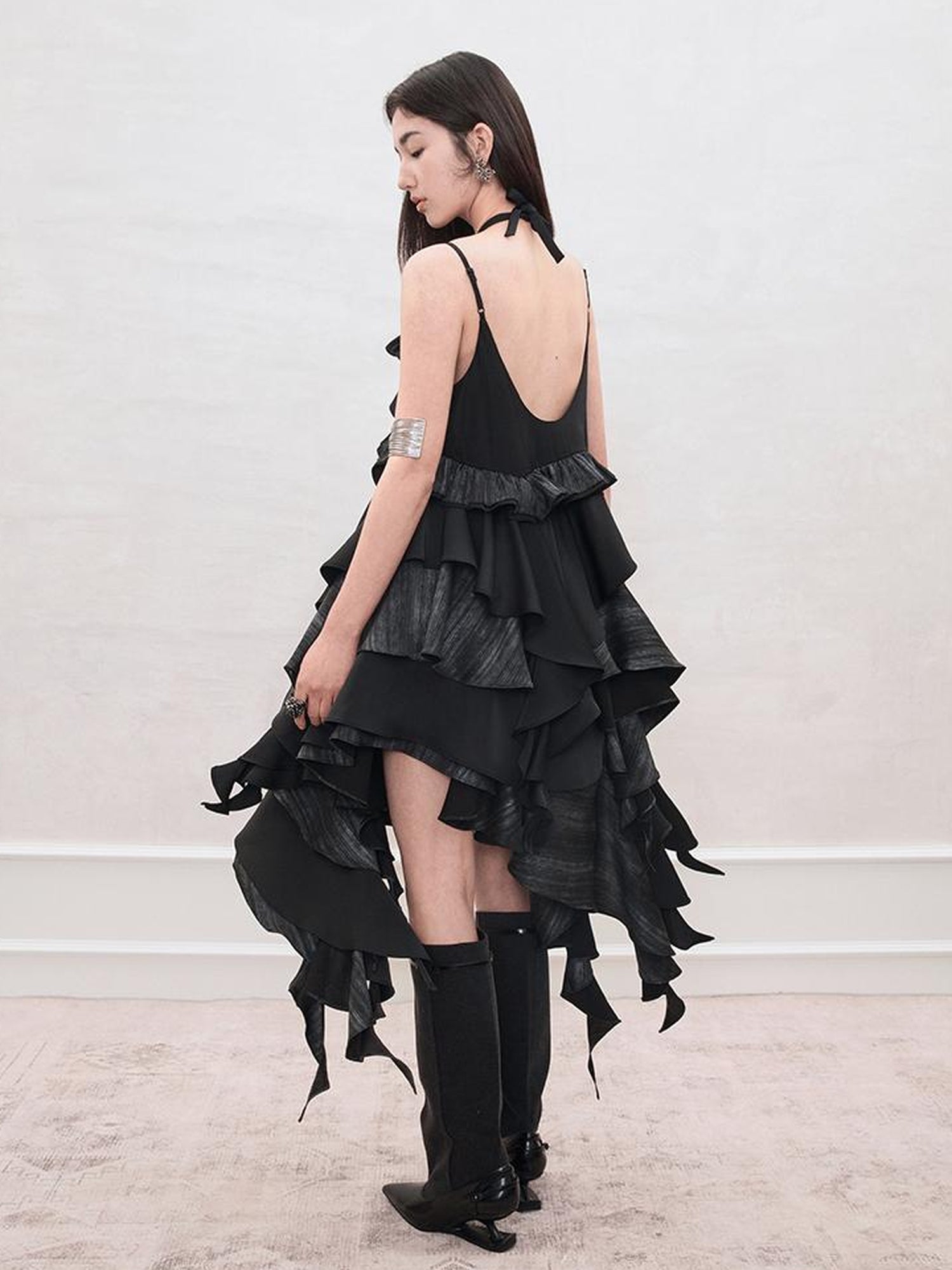 AnnoMundi Floral Lace Up Vacation French A Line Slip Dress