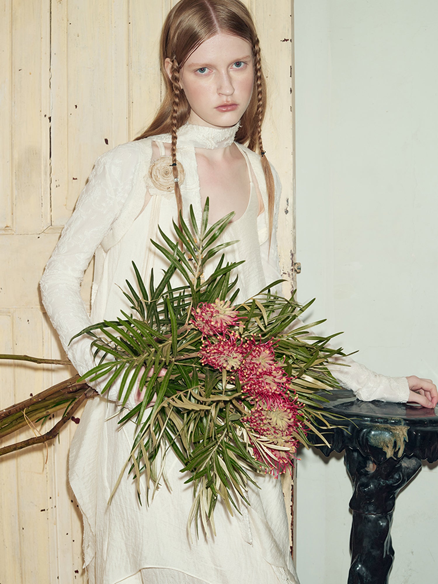 AnnoMundi Floral Weave Jacquard Vest With Dress