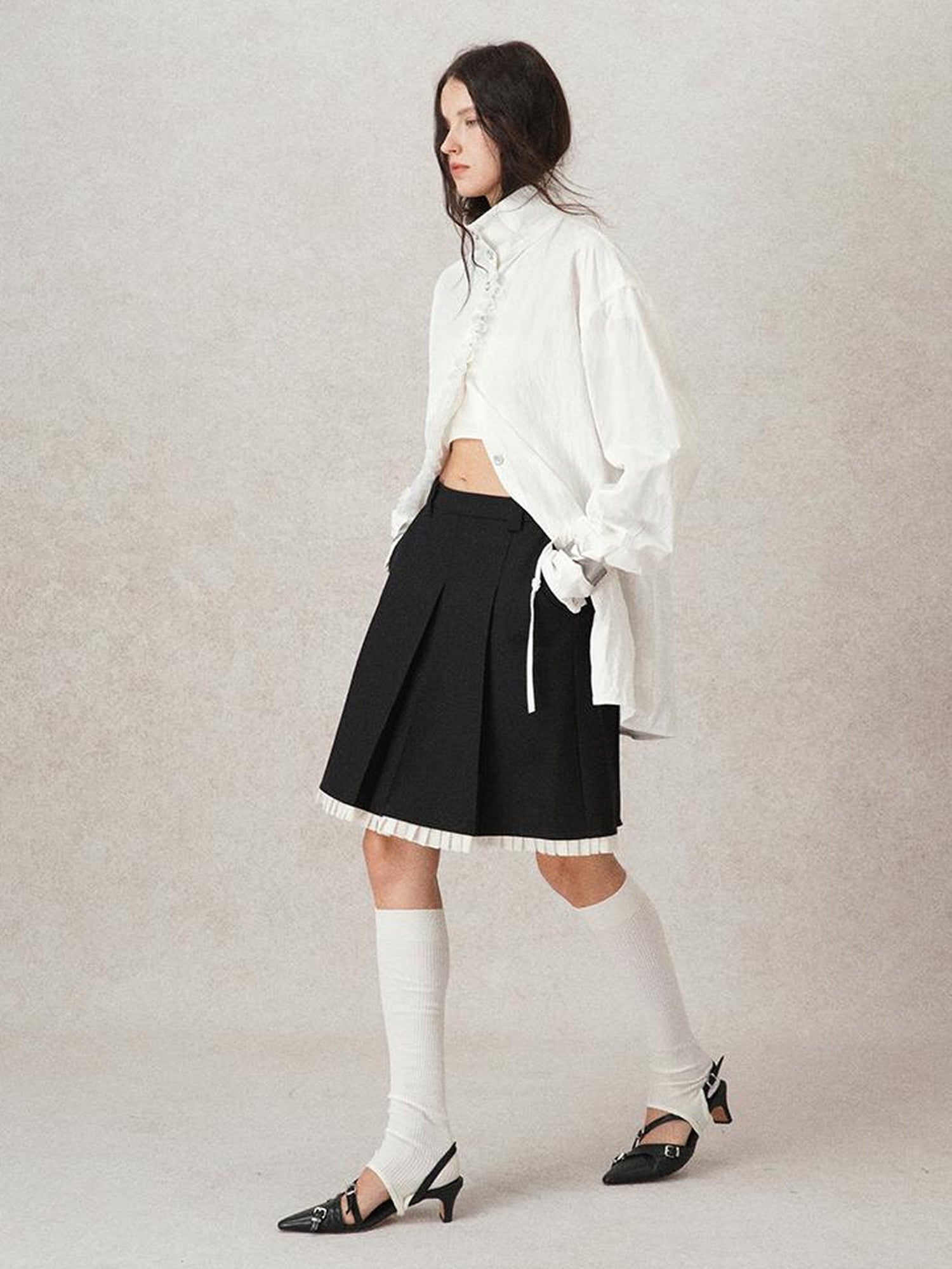 AnnoMundi French Lace Blouse With Drawstring Neckline And Floral Embroidery