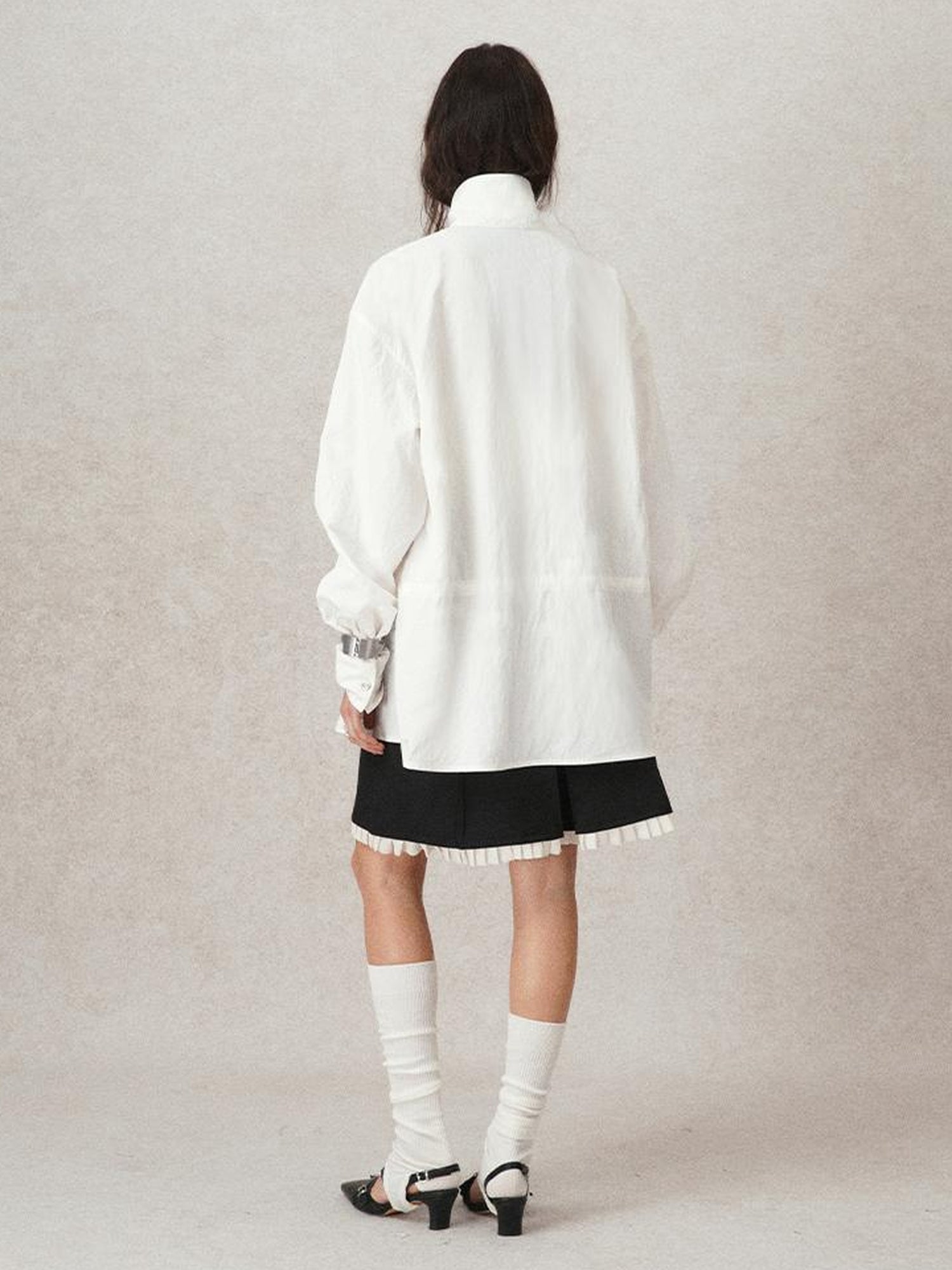 AnnoMundi French Lace Blouse With Drawstring Neckline And Floral Embroidery