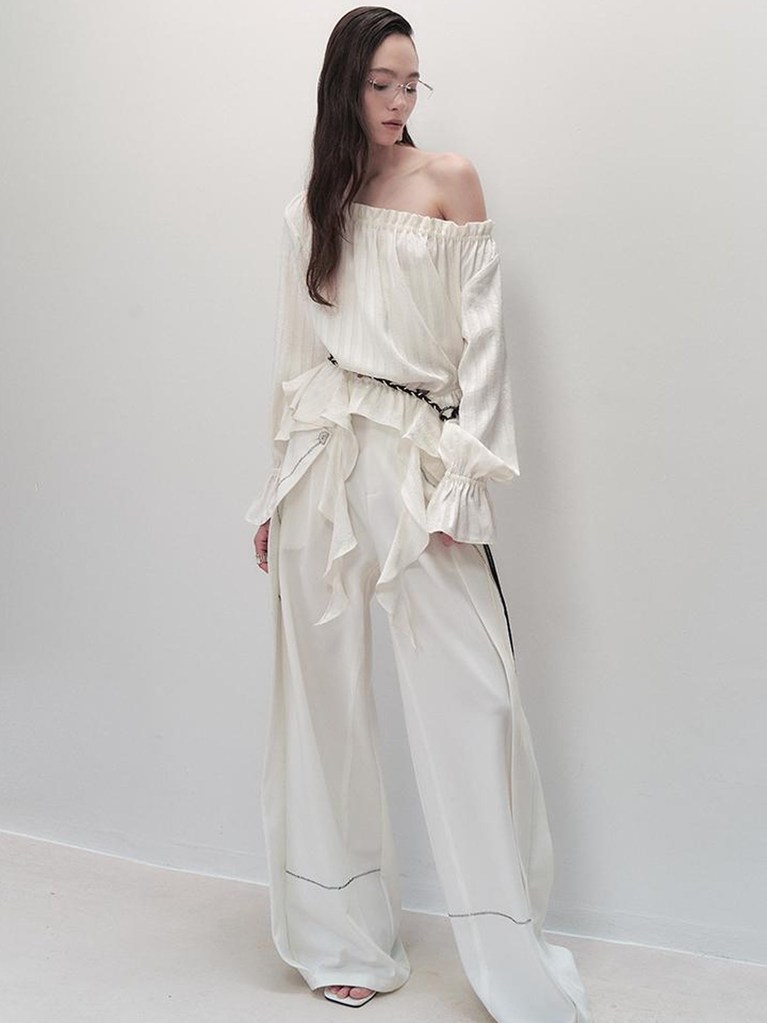 AnnoMundi French Ruffled Off Shoulder Blouse