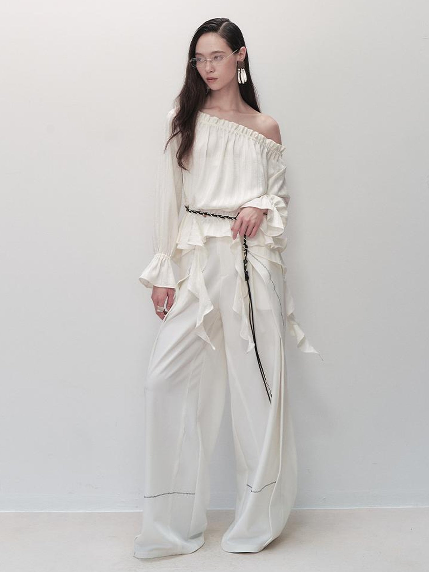 AnnoMundi French Ruffled Off Shoulder Blouse