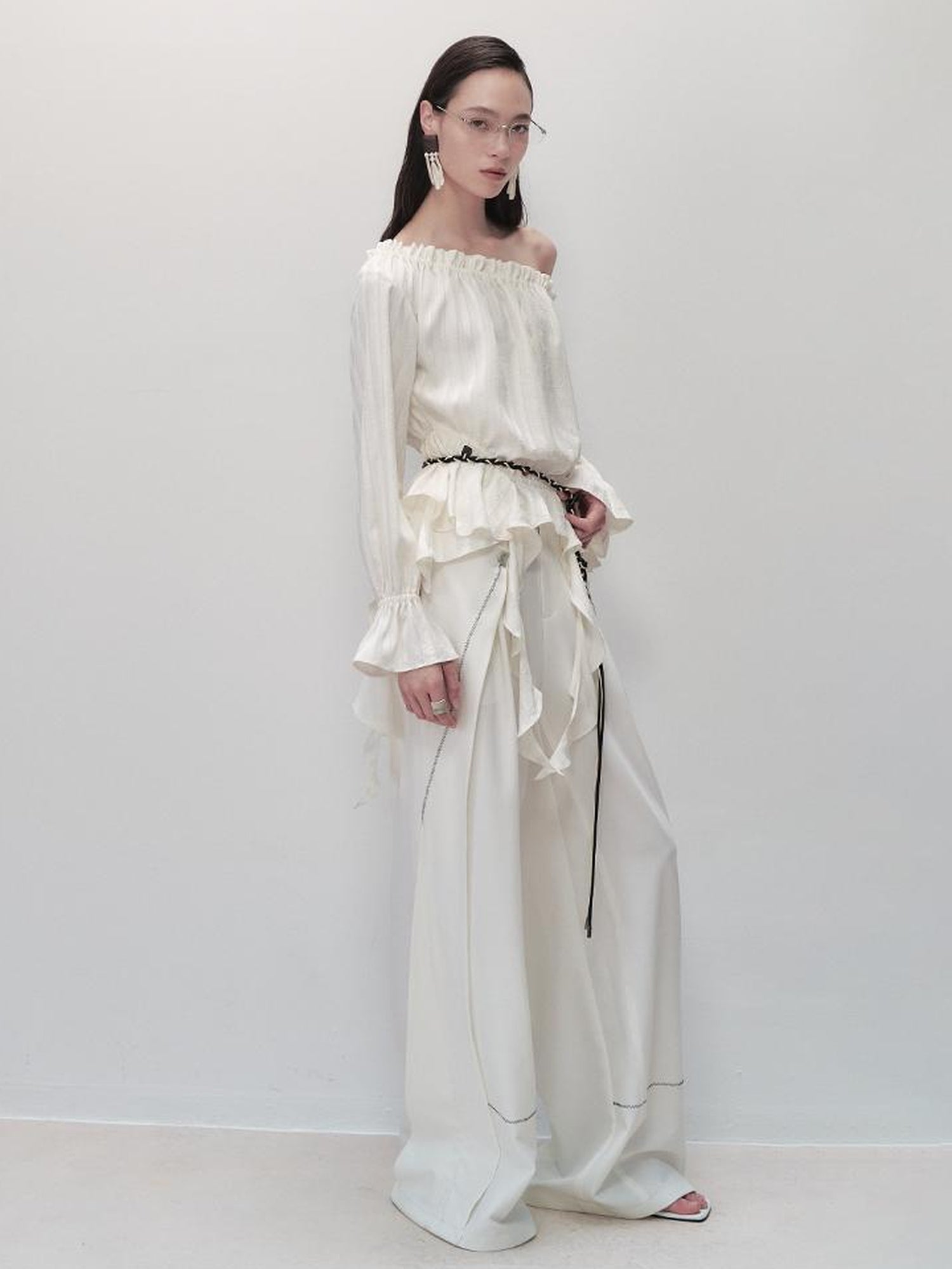 AnnoMundi French Ruffled Off Shoulder Blouse