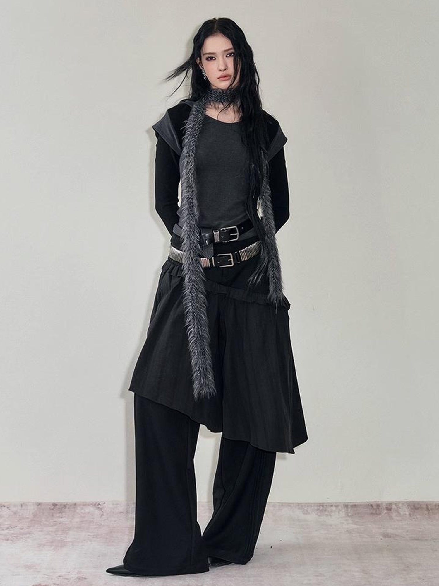 AnnoMundi French Style Layered Ruffle Wide Leg Palazzo Pants