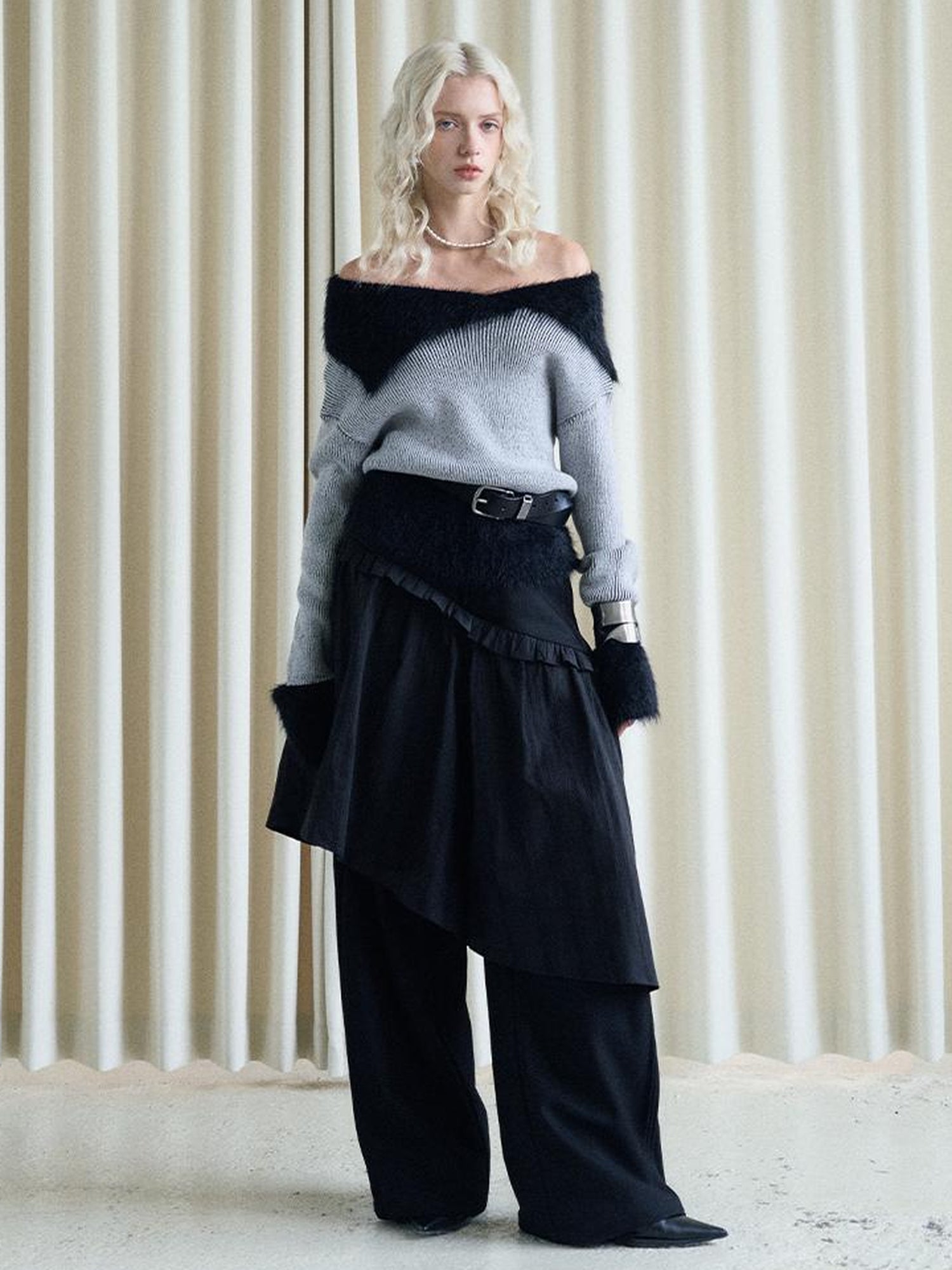AnnoMundi French Style Layered Ruffle Wide Leg Palazzo Pants