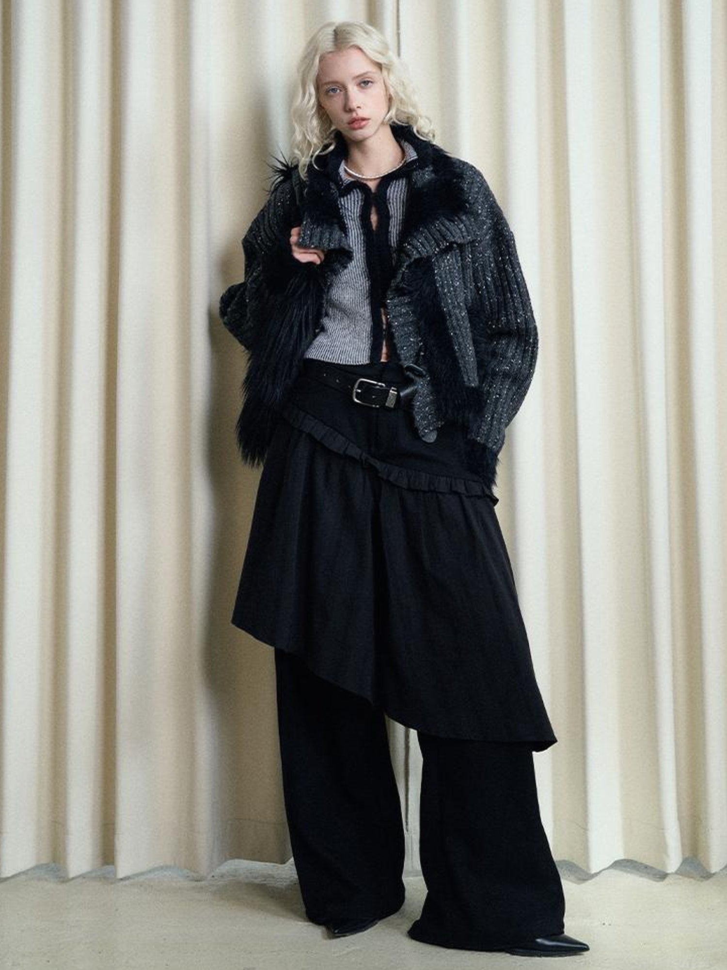 AnnoMundi French Style Layered Ruffle Wide Leg Palazzo Pants