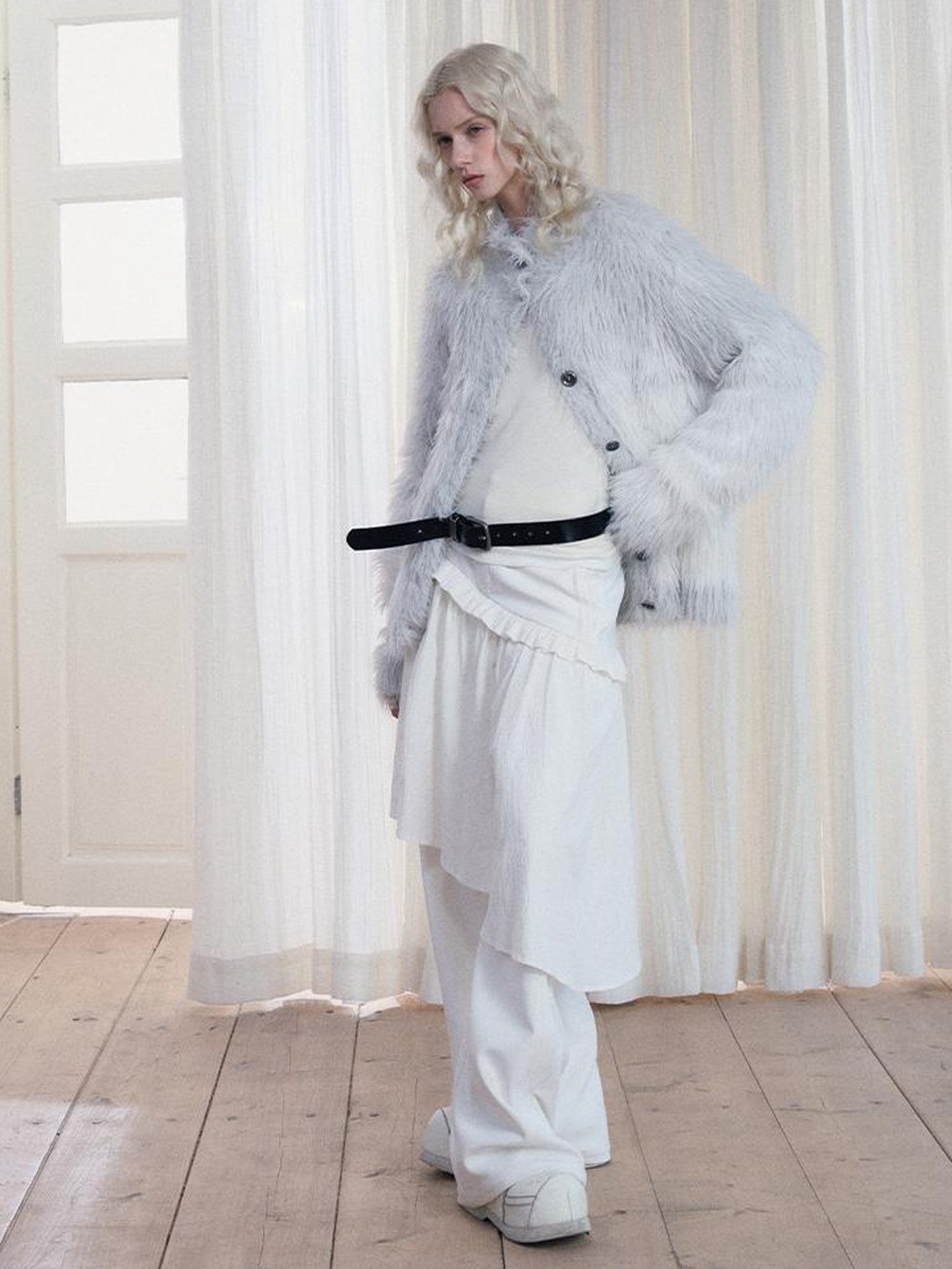 AnnoMundi French Style Layered Ruffle Wide Leg Palazzo Pants