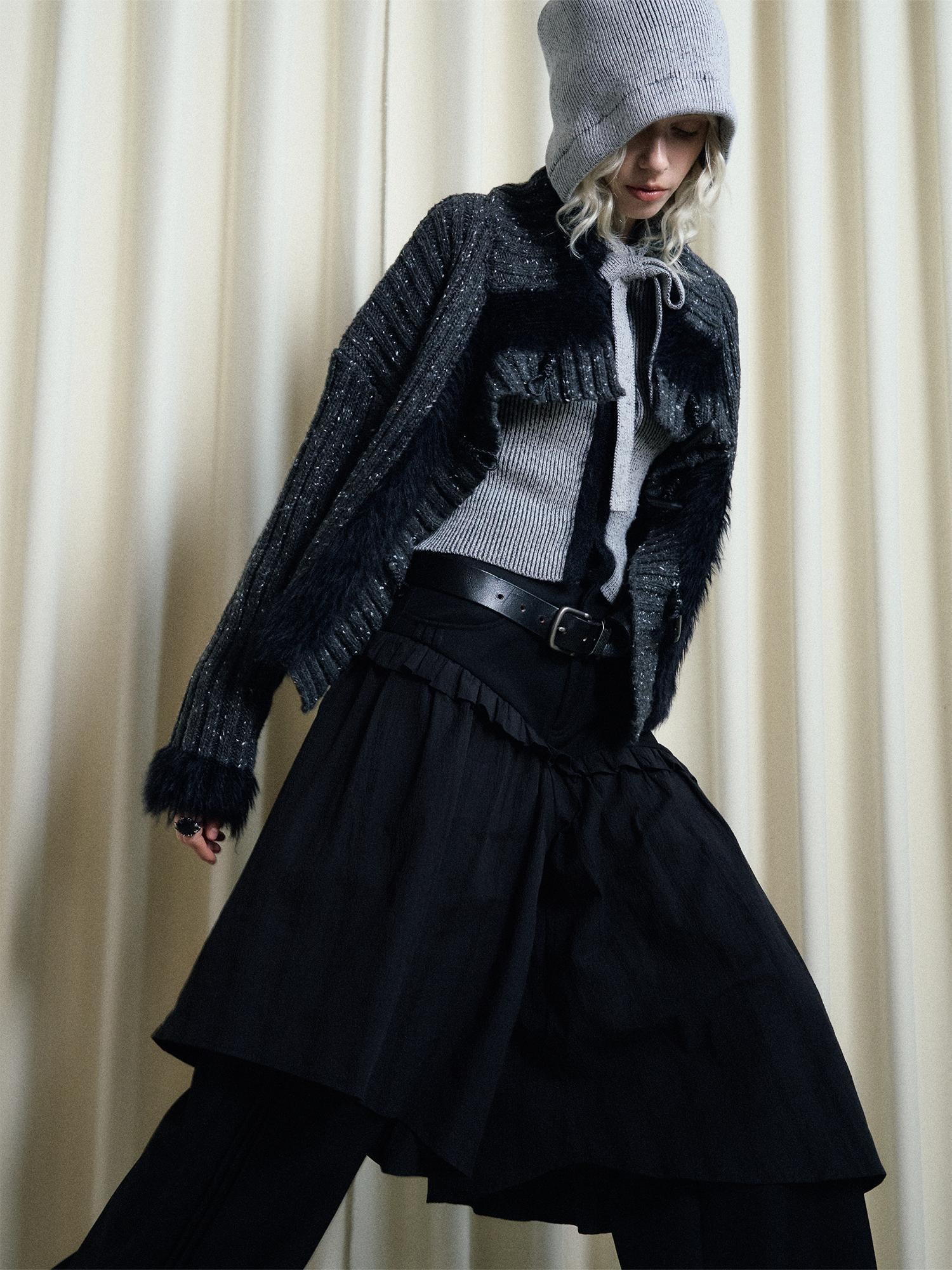 AnnoMundi French Style Layered Ruffle Wide Leg Palazzo Pants