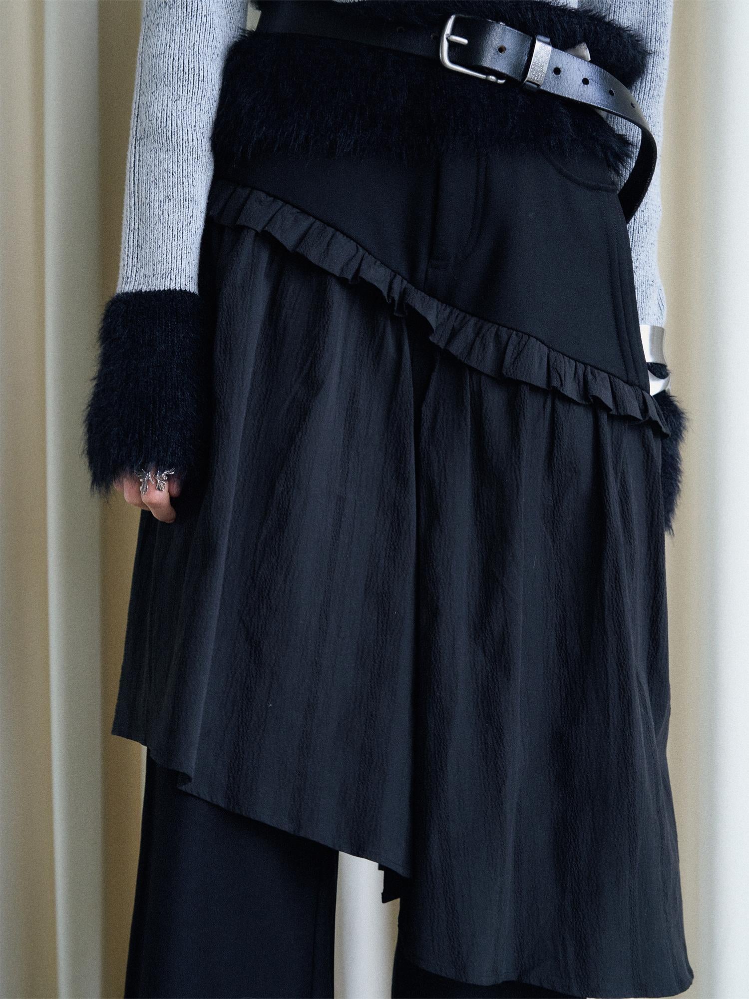 AnnoMundi French Style Layered Ruffle Wide Leg Palazzo Pants