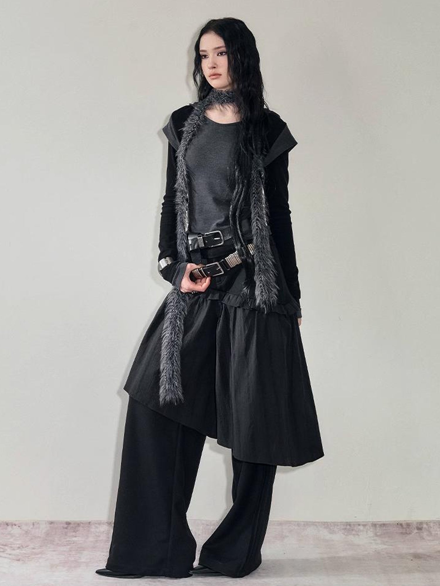AnnoMundi French Style Layered Ruffle Wide Leg Palazzo Pants