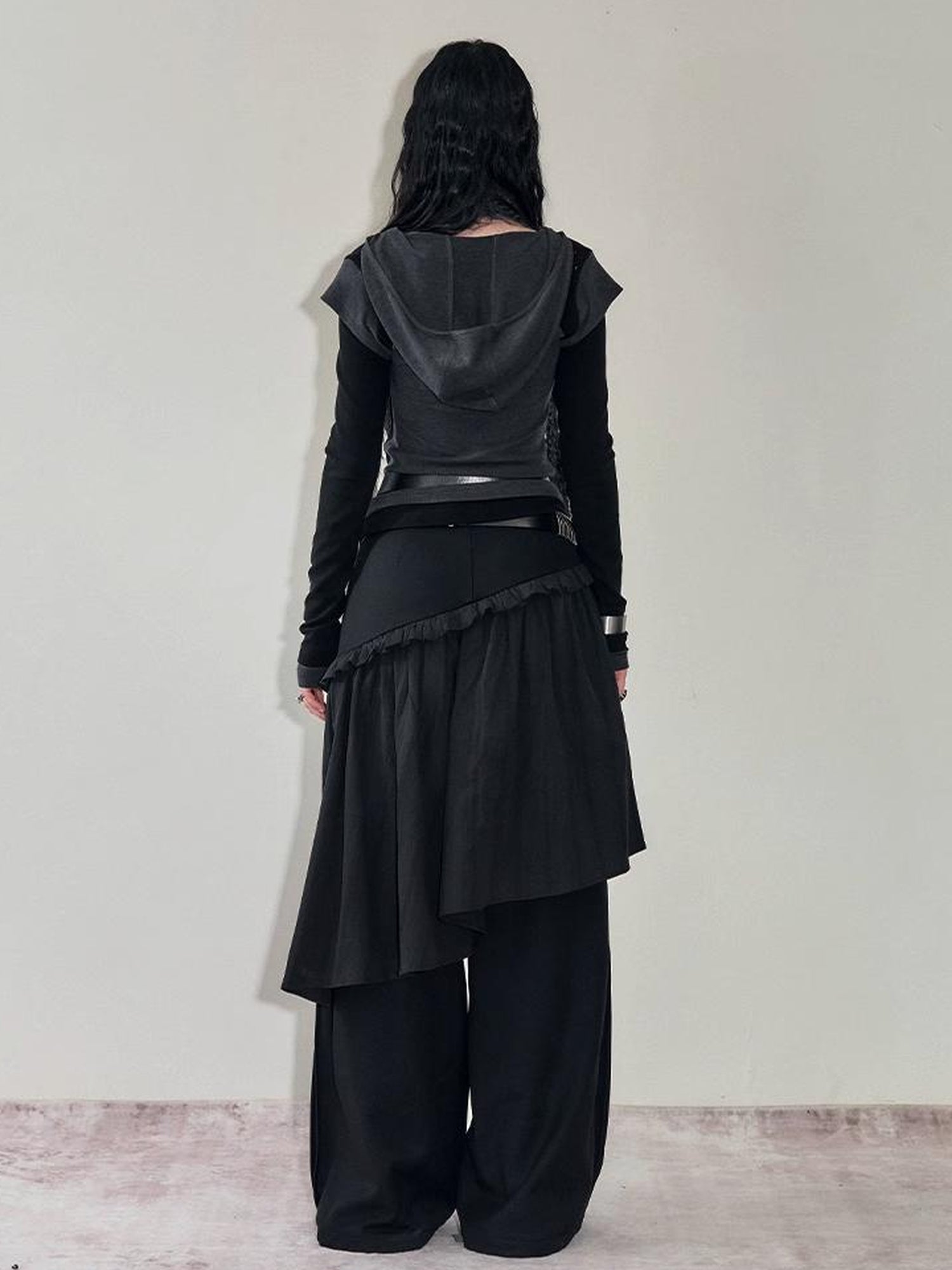 AnnoMundi French Style Layered Ruffle Wide Leg Palazzo Pants