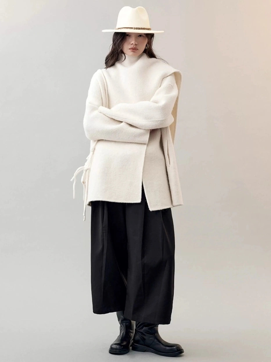 AnnoMundi Frost Velvet Wrap Collar Wool Coat Jacket