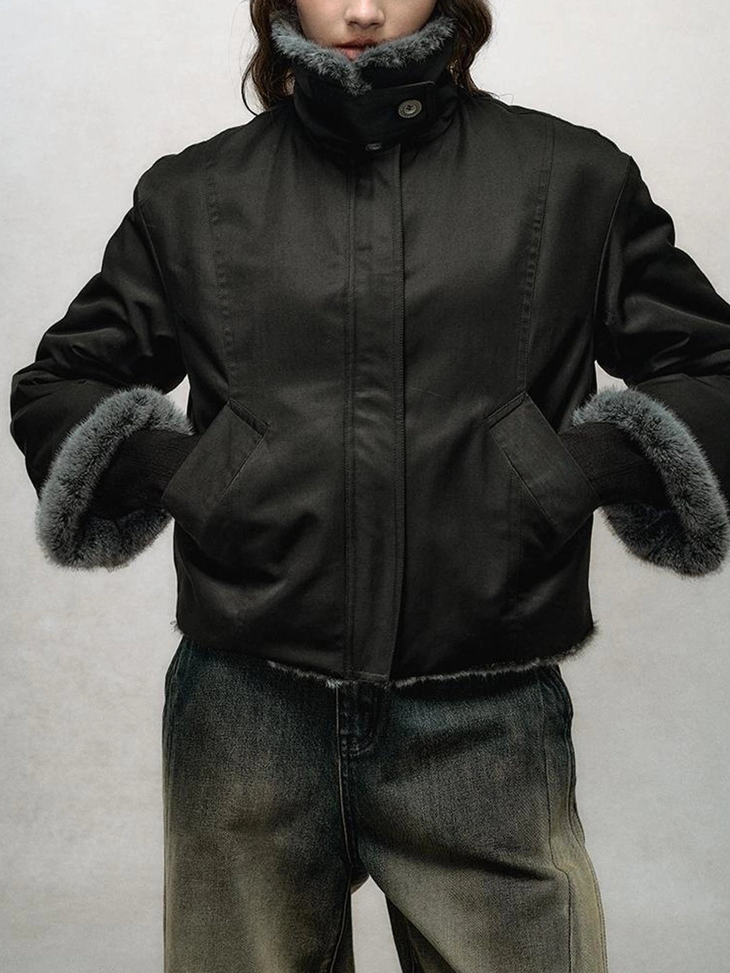 AnnoMundi Frostshadow Tweed Short Eco Fur Jacket Jacket