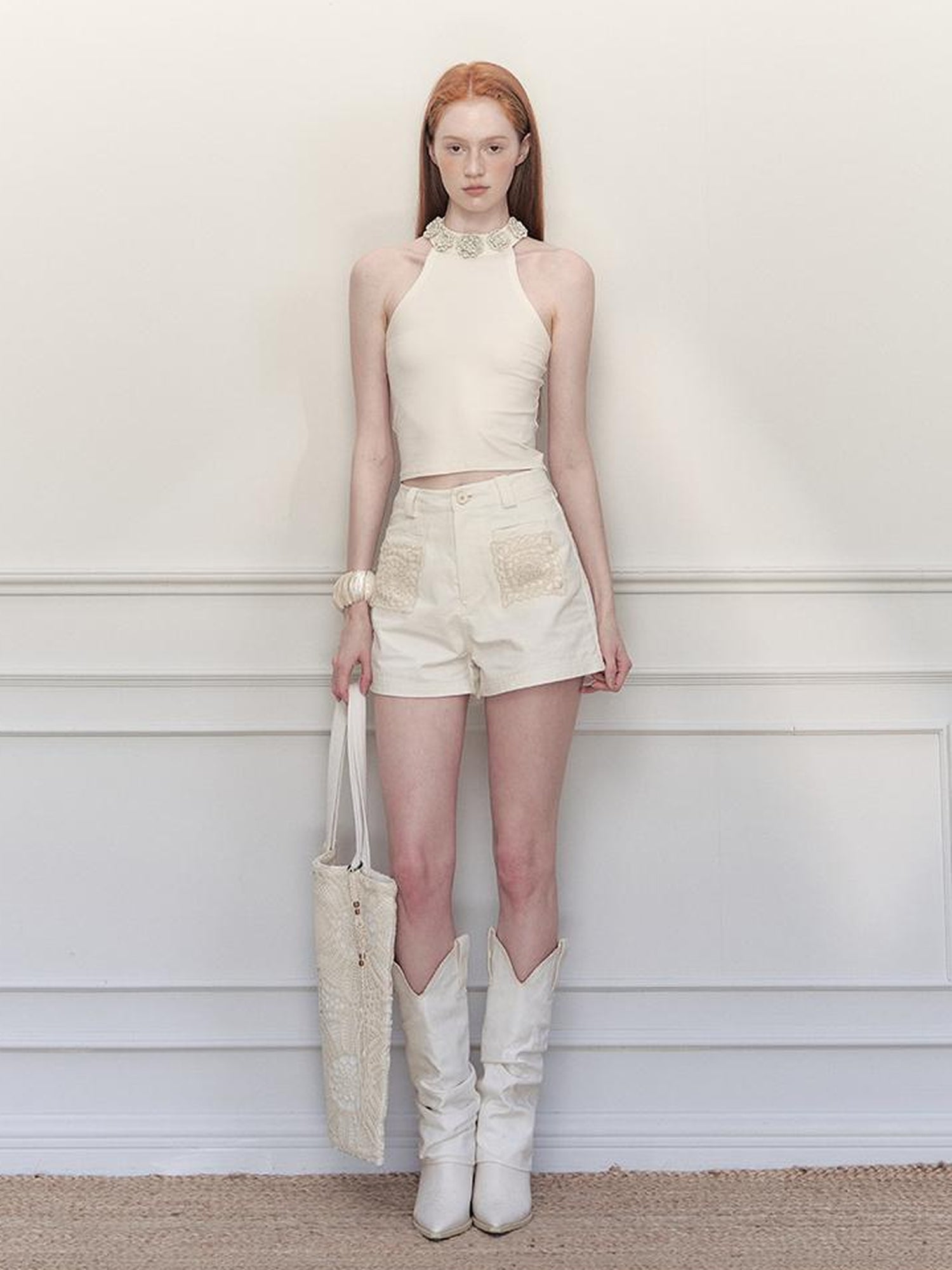 AnnoMundi Geometric Bloom Embroidered Canvas Tote
