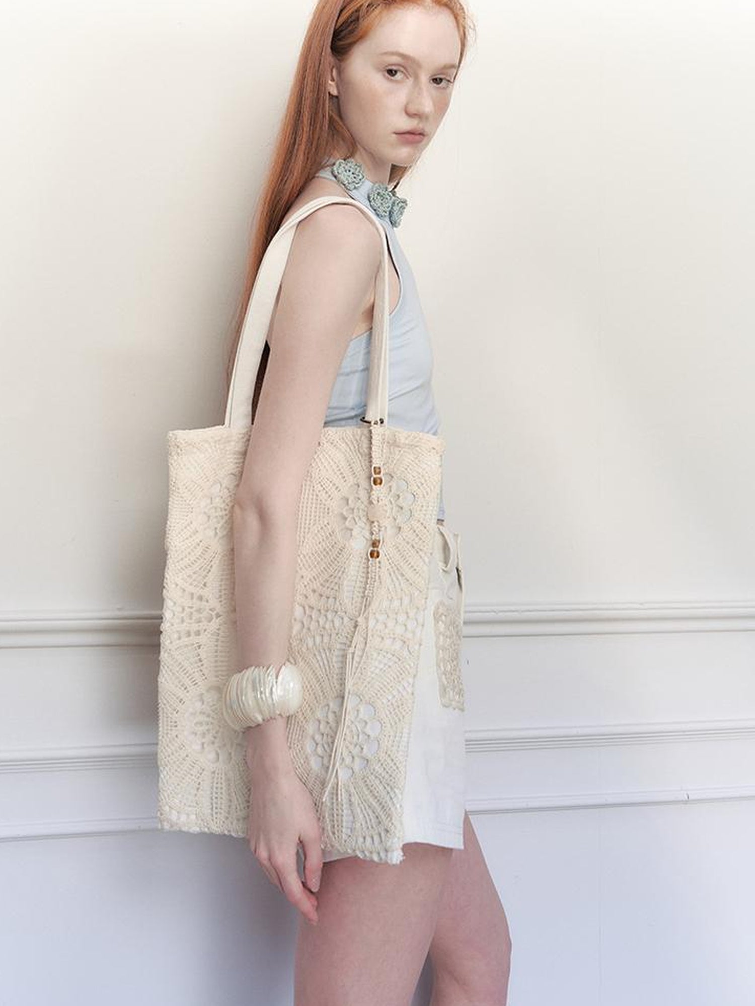 AnnoMundi Geometric Bloom Embroidered Canvas Tote