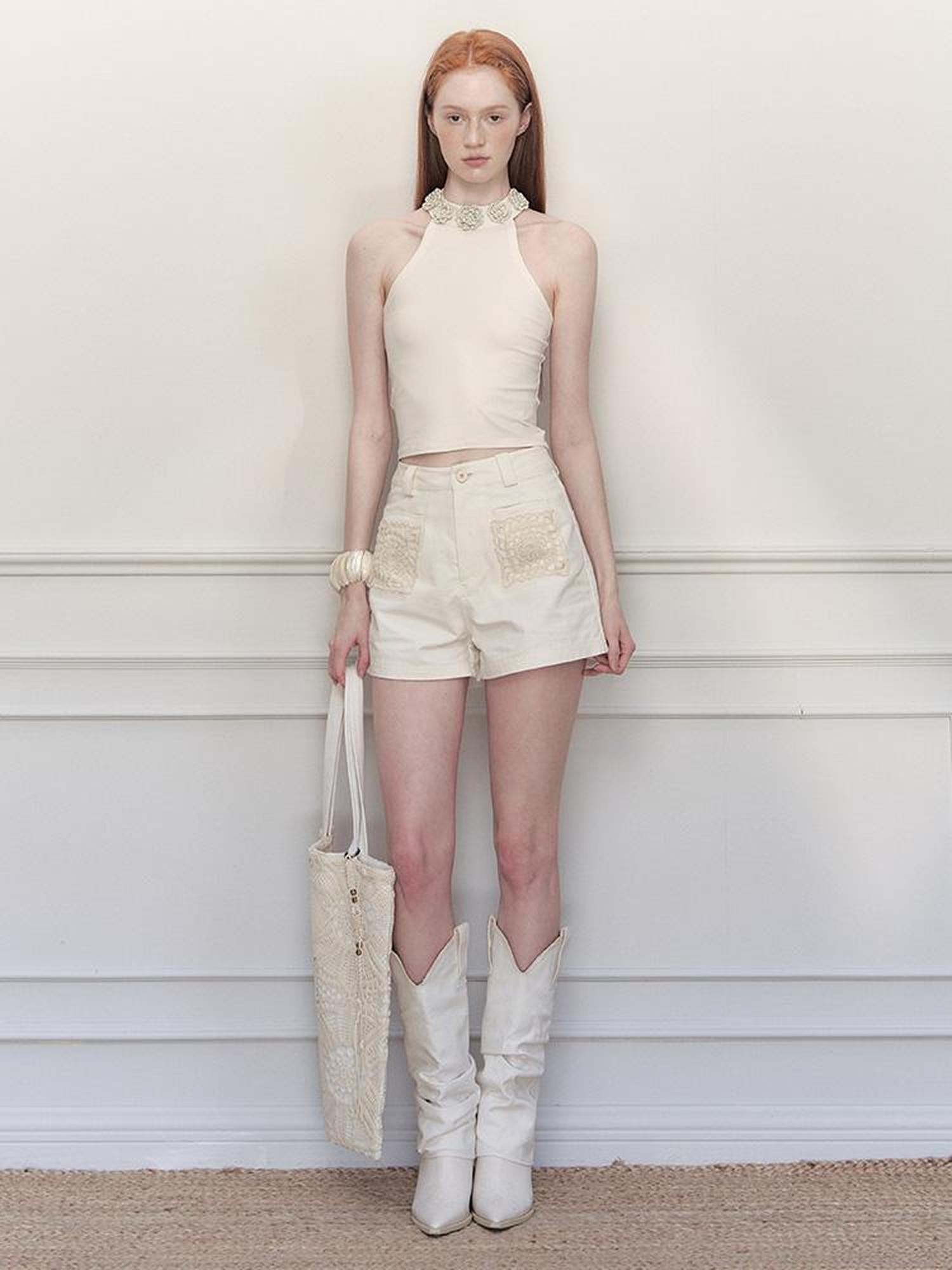 AnnoMundi Geometric Bloom Embroidered Canvas Tote