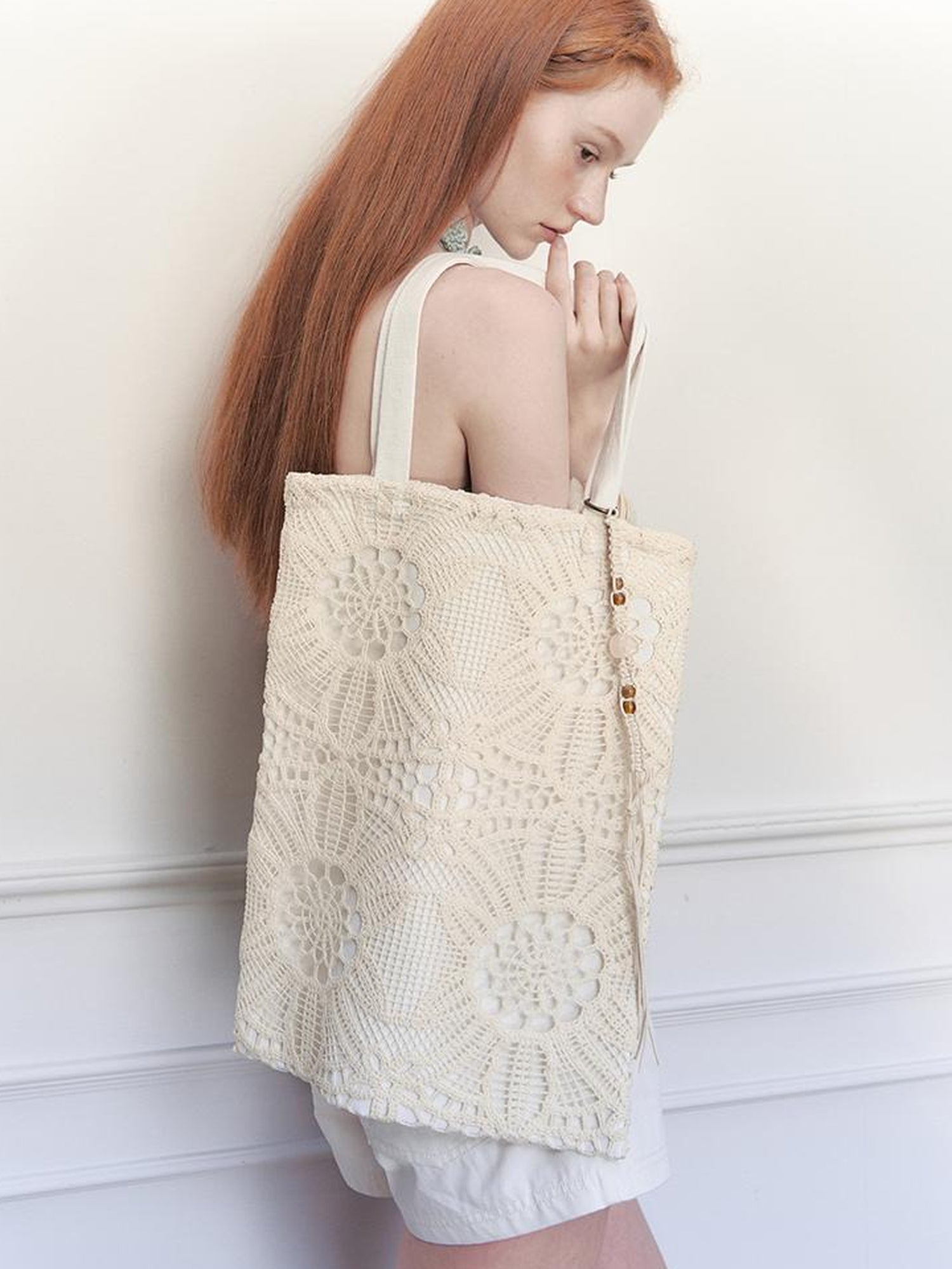 AnnoMundi Geometric Bloom Embroidered Canvas Tote