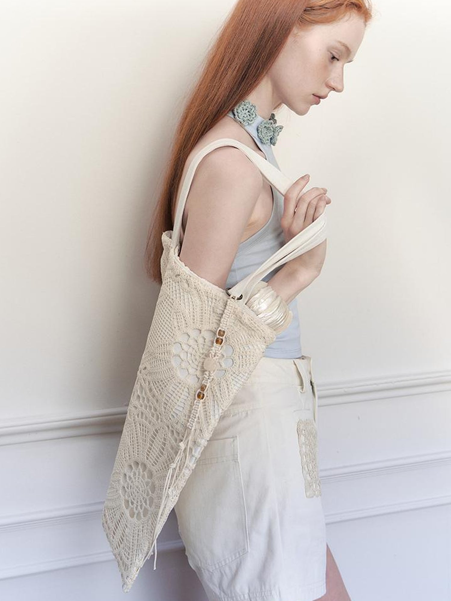 AnnoMundi Geometric Bloom Embroidered Canvas Tote