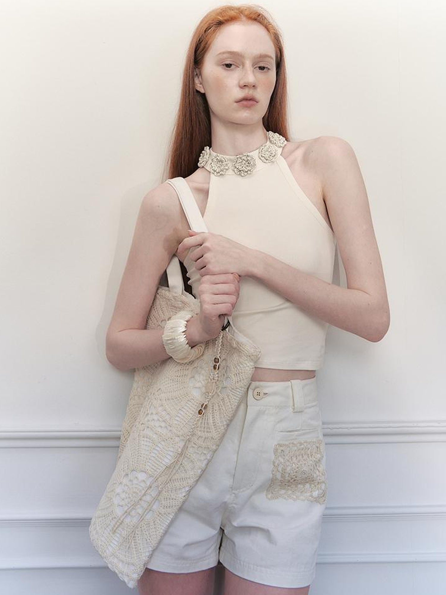 AnnoMundi Geometric Bloom Embroidered Canvas Tote