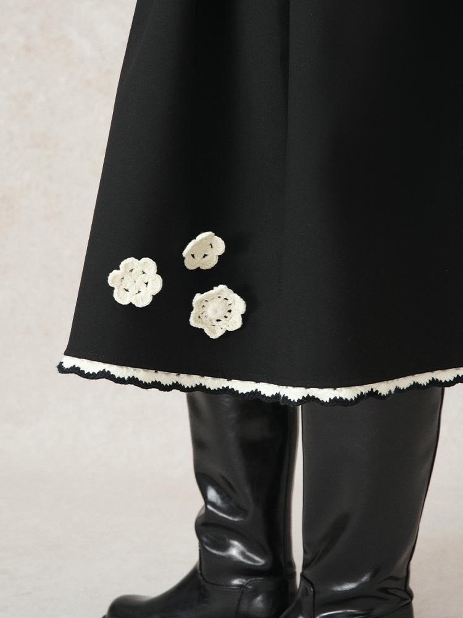 AnnoMundi Geometric Textured Hand Crochet A Line Skirt