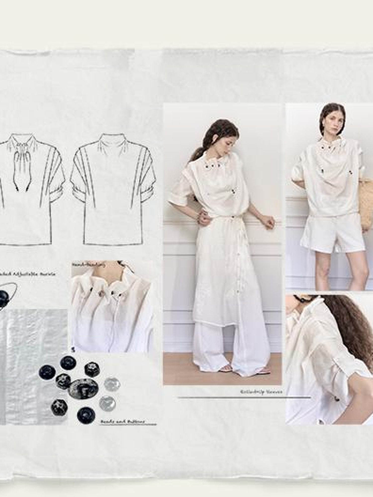 AnnoMundi Glass Weave Luster Shirt V-neck T-shirt Long-Sleeve