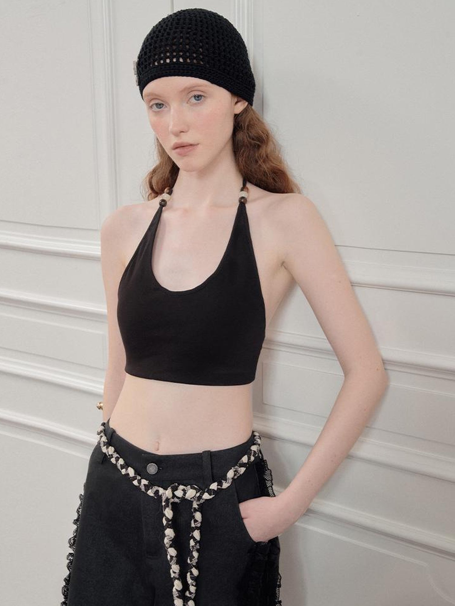 AnnoMundi Hand Crocheted Cotton Mesh Cap With Buttons