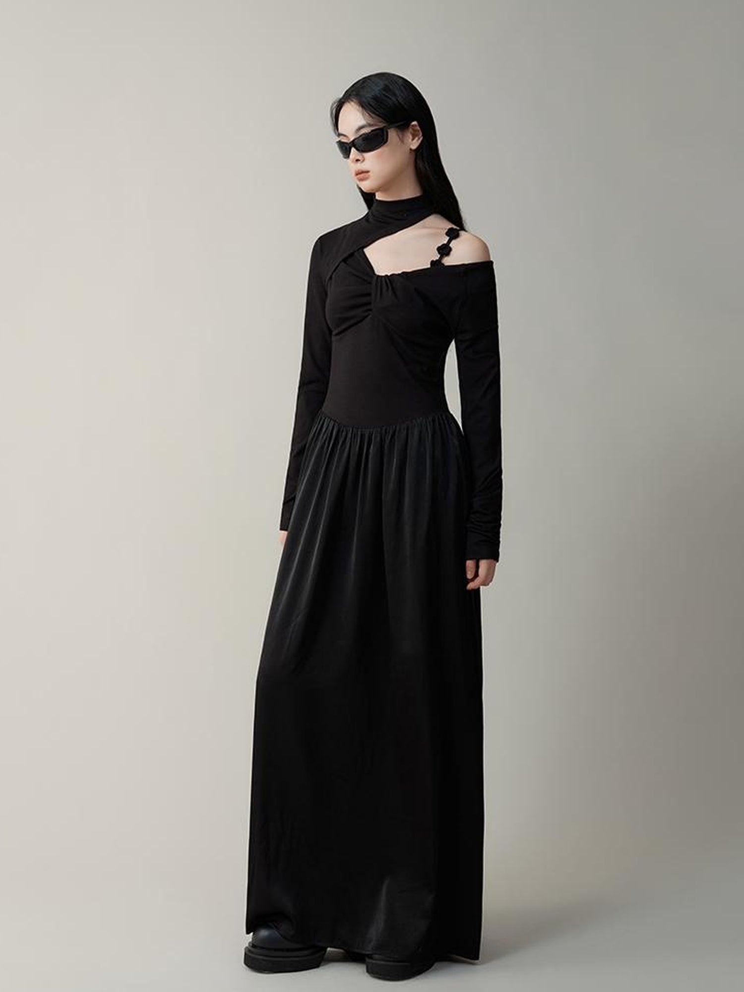 AnnoMundi Hand Embroidered V-Neck Slip Dress With Detachable Floral Straps