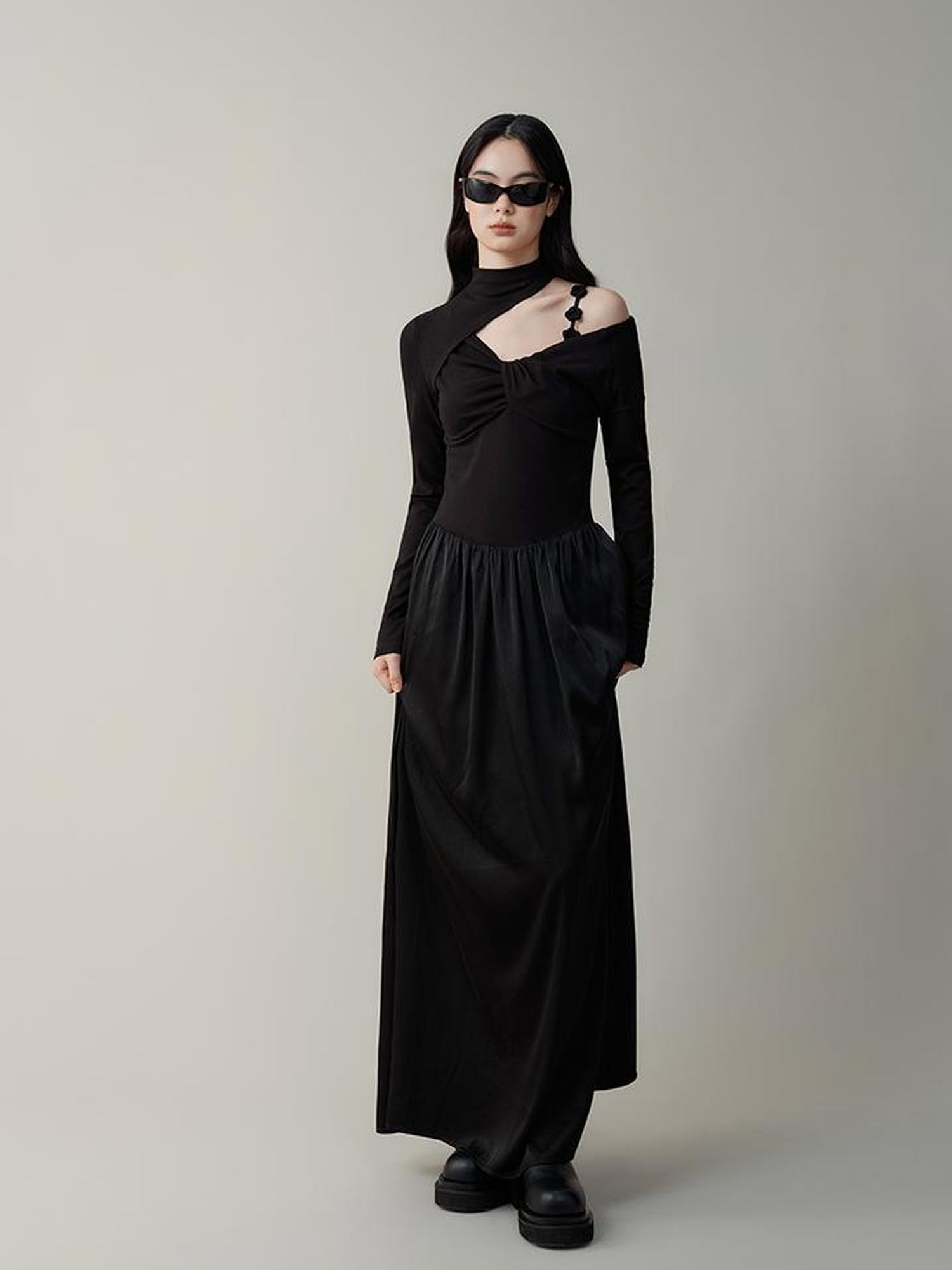 AnnoMundi Hand Embroidered V-Neck Slip Dress With Detachable Floral Straps