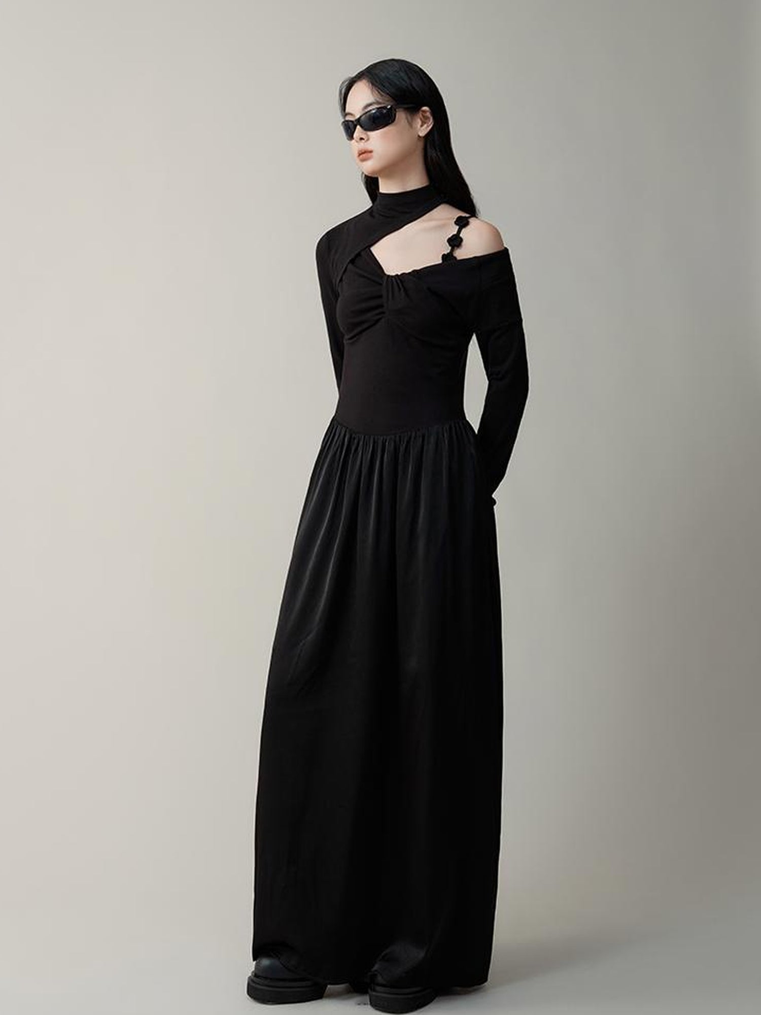 AnnoMundi Hand Embroidered V-Neck Slip Dress With Detachable Floral Straps