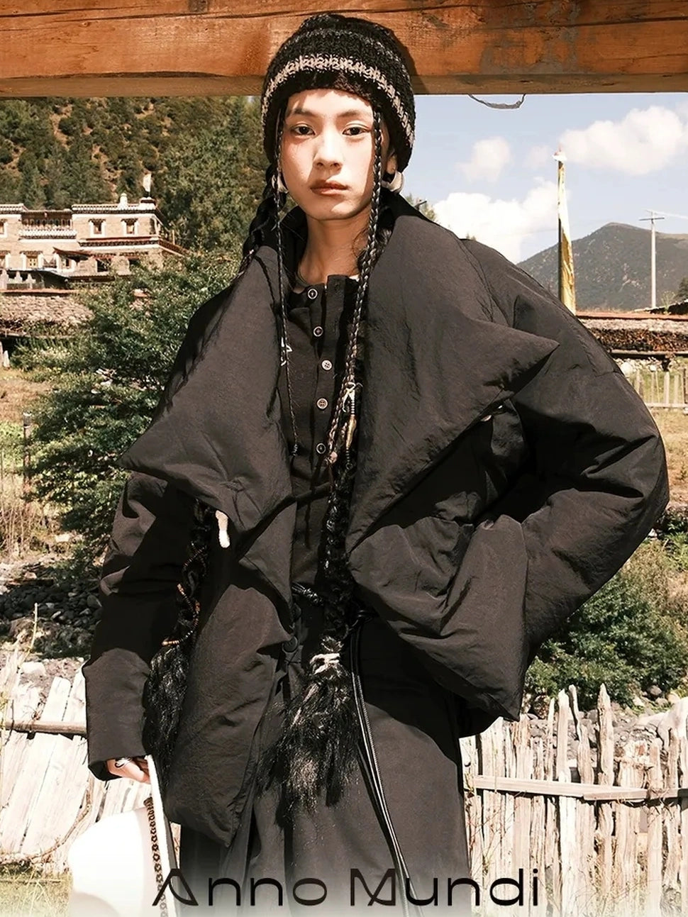 Hand Twisted Yak Wool Striped Beanie Hat