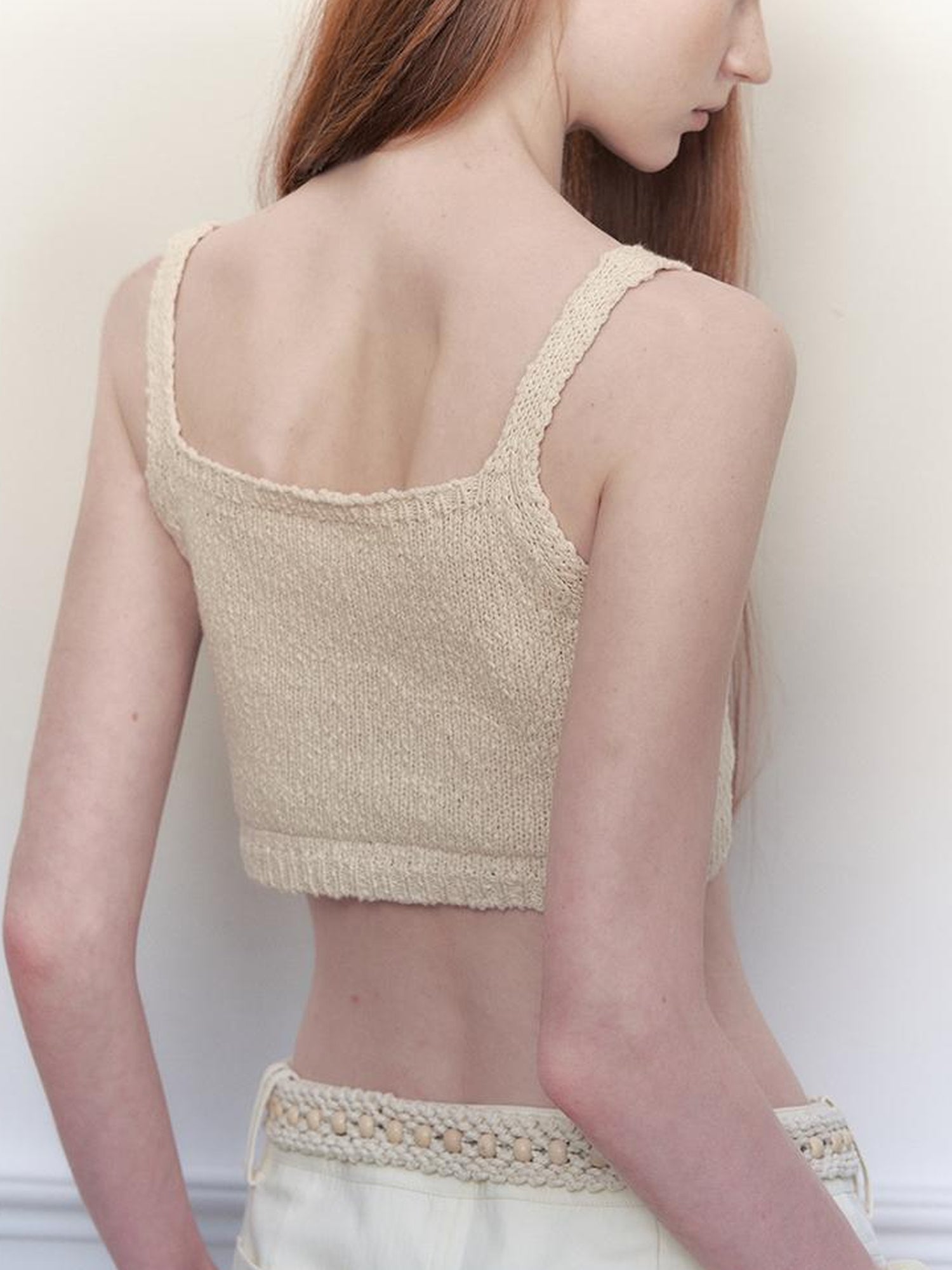 AnnoMundi Handwoven Floral Square Neckline Cotton Camisole Top