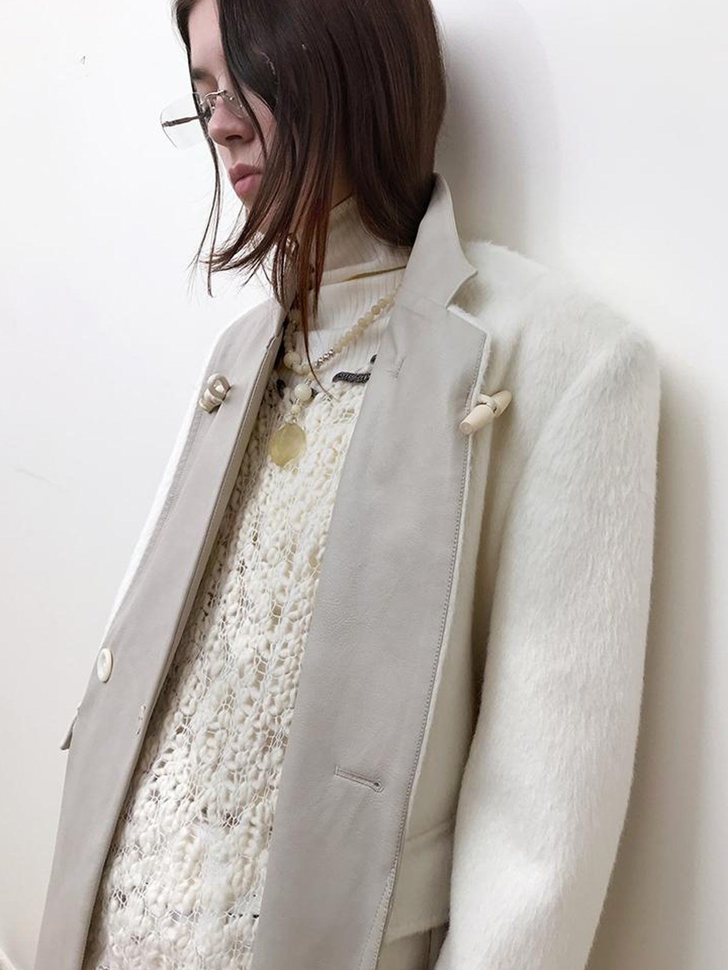 AnnoMundi Handwoven Horn Button Wool Coat with Fleece Lining
