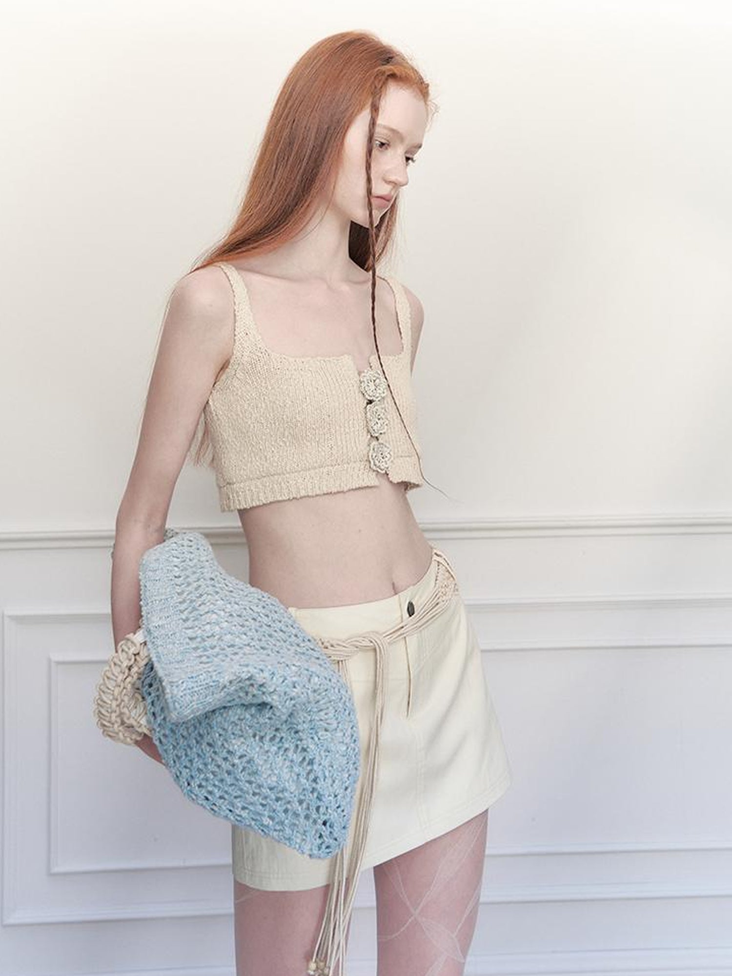 AnnoMundi Handwoven Rope Knot Low Waist A Line Mini Skirt