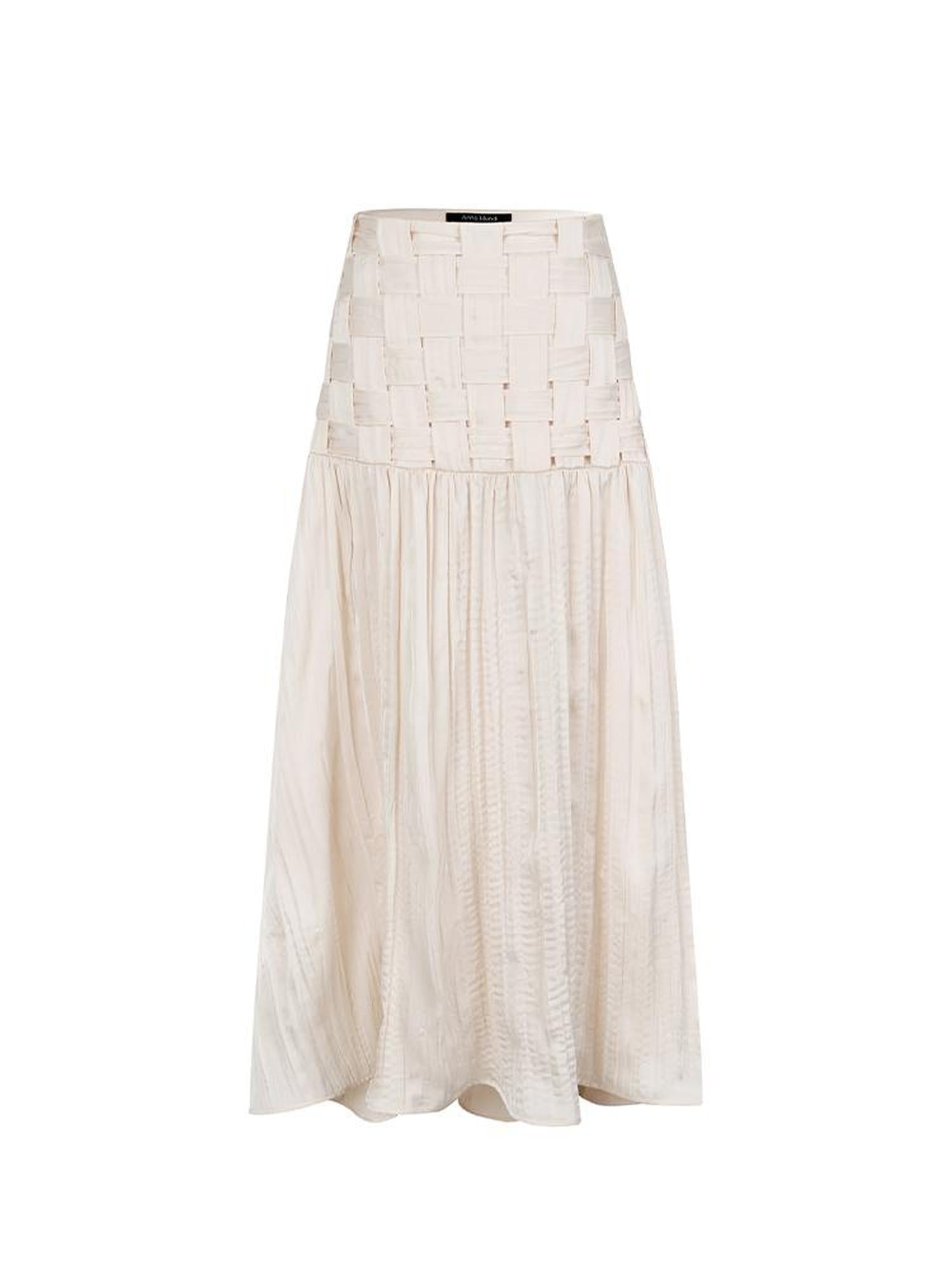 AnnoMundi Handwoven Texture A Line Midi Skirt With Asymmetric Hem