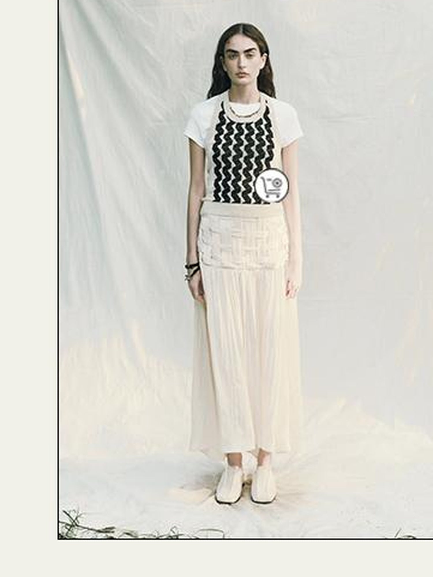 AnnoMundi Handwoven Texture A Line Midi Skirt With Asymmetric Hem