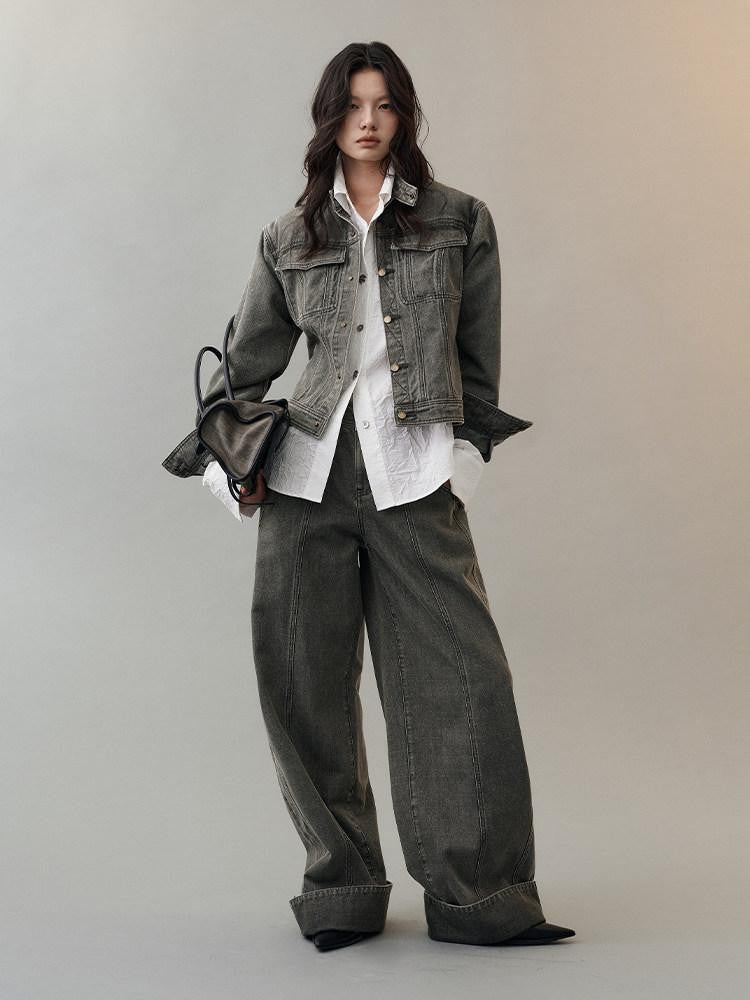 AnnoMundi Hidden Jacquard Asymmetrical Pleated Bird Button Women&