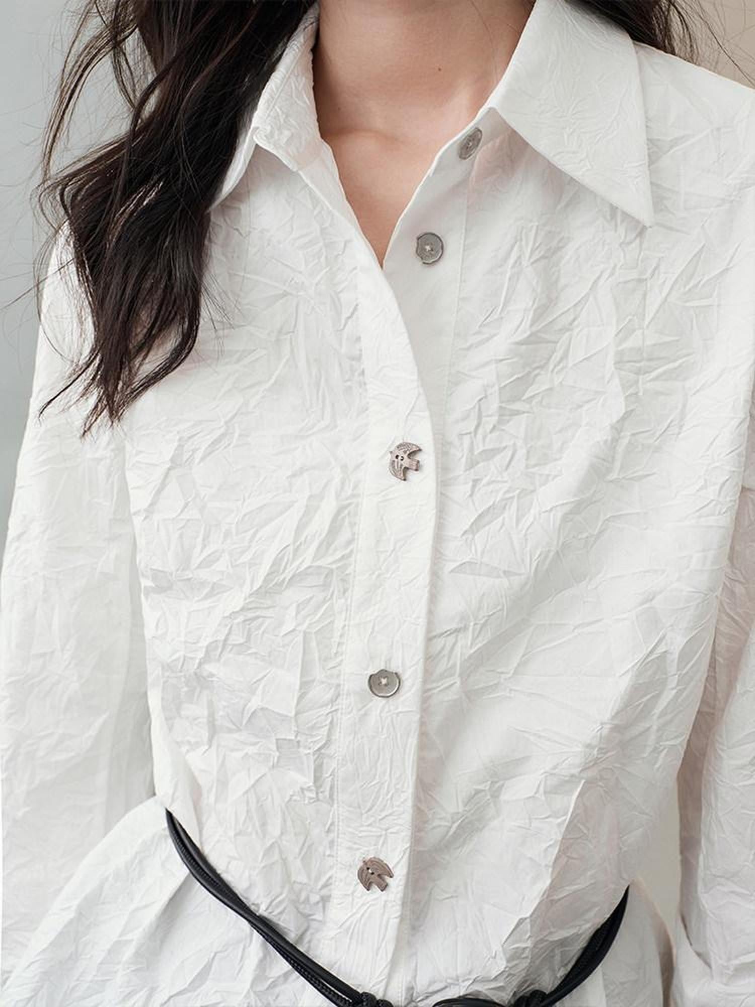 AnnoMundi Hidden Jacquard Asymmetrical Pleated Bird Button Women&