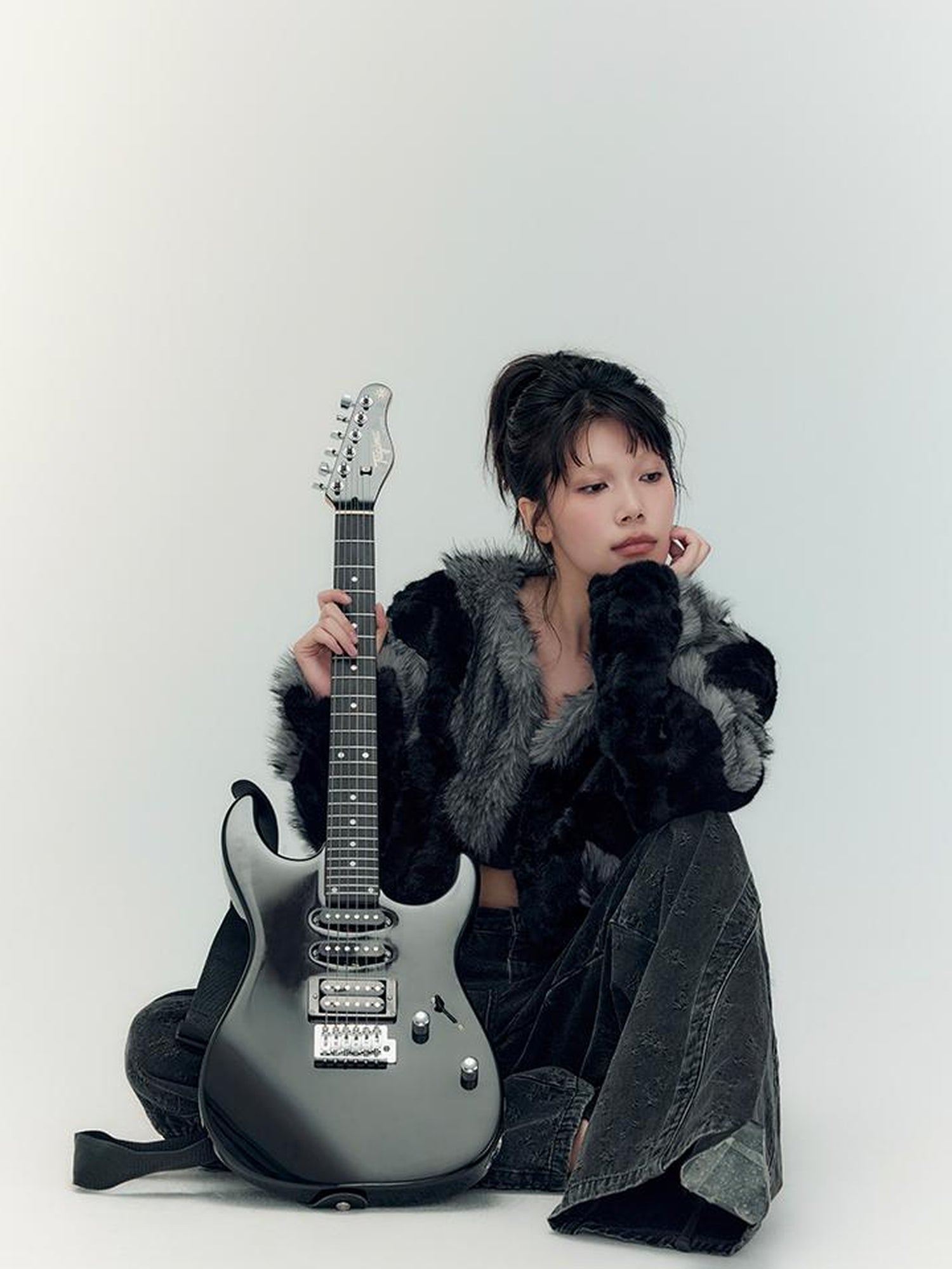 AnnoMundi High Density Eco Fur Coat With Splatter Print And Asymmetric Design