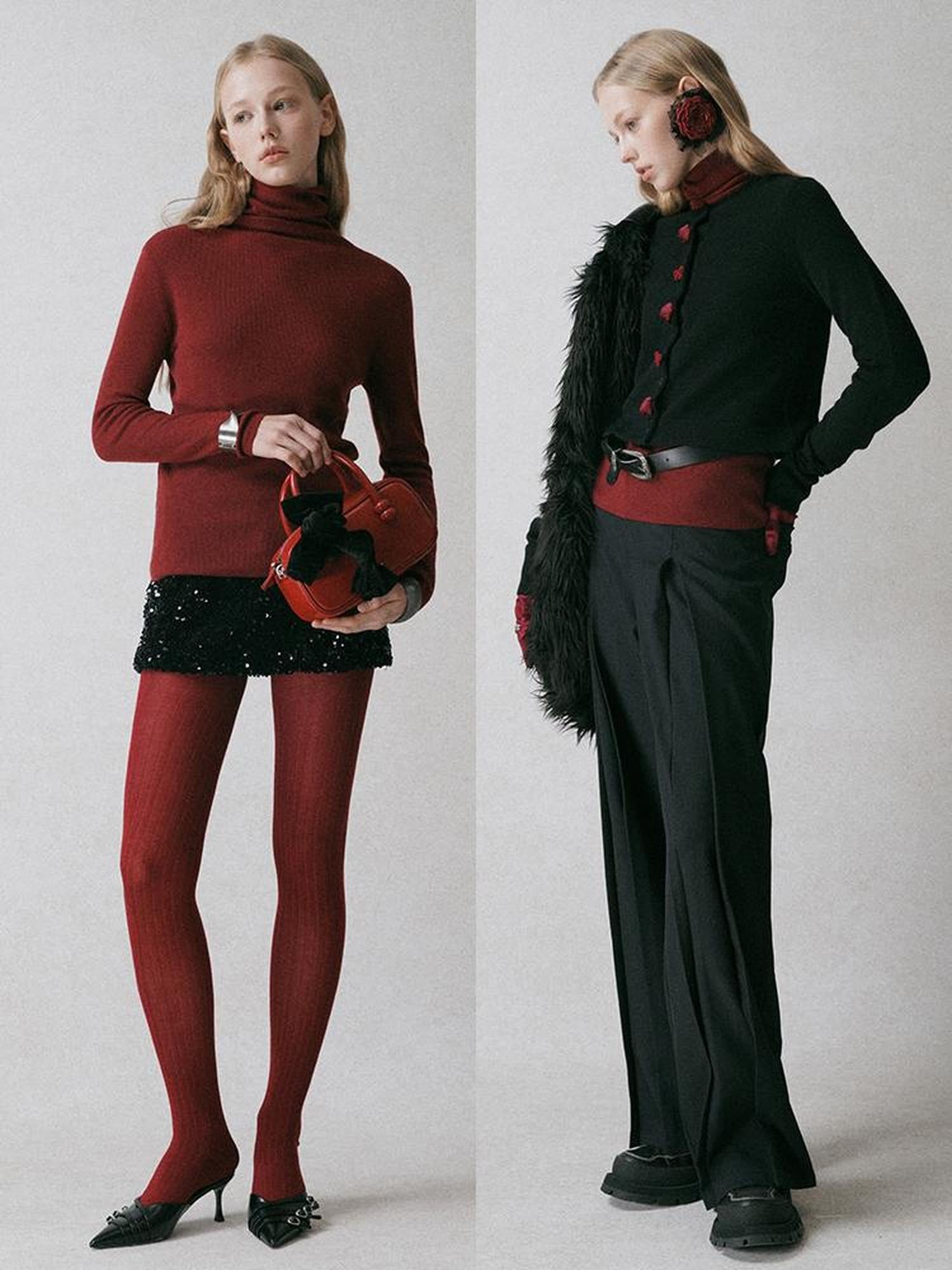 AnnoMundi High Neck Slim Fit Wool Blend Knit Sweater