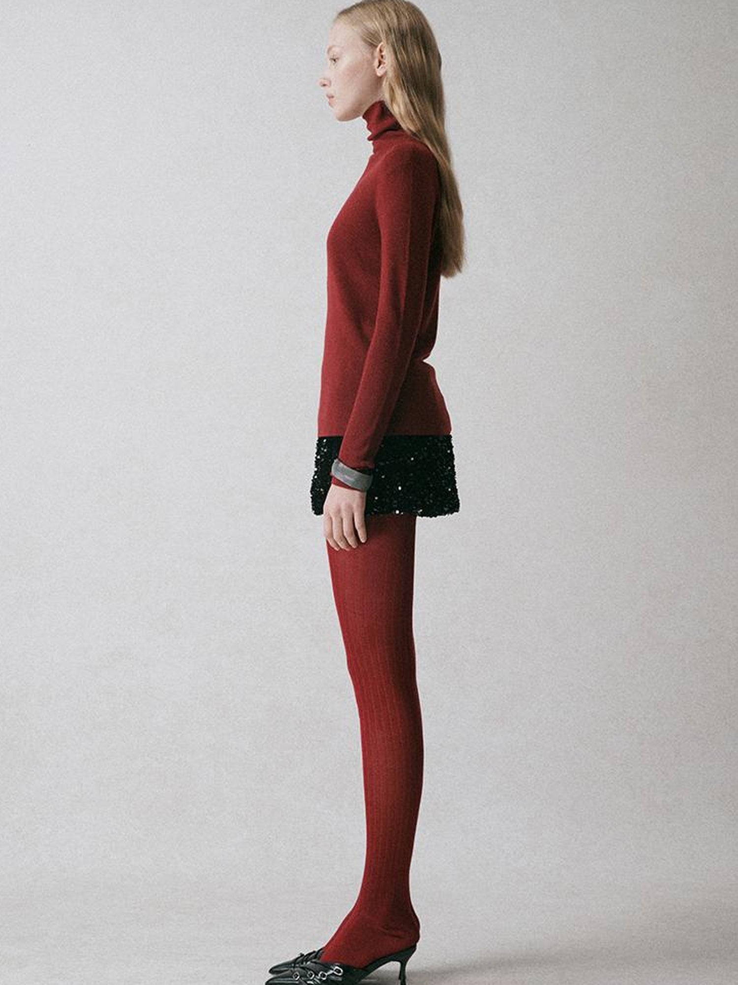 AnnoMundi High Neck Slim Fit Wool Blend Knit Sweater